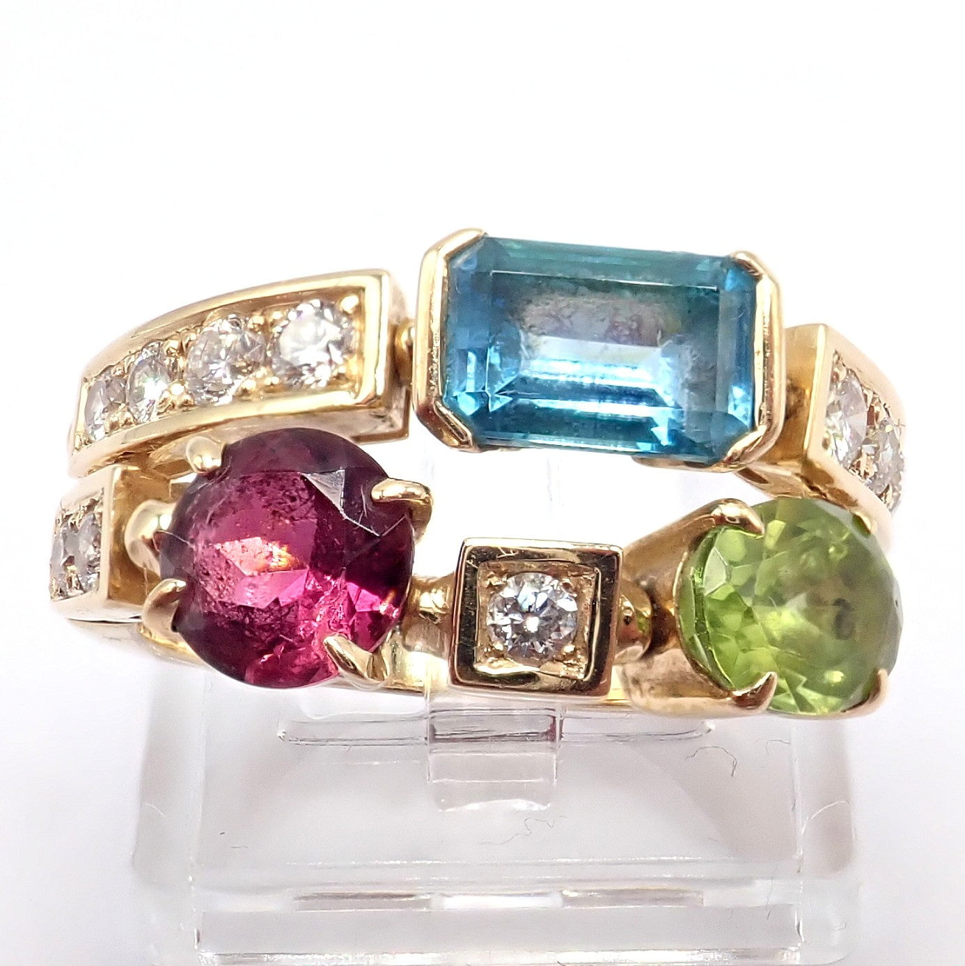 Bulgari Jewelry & Watches:Fine Jewelry:Rings Bulgari Bulgari Allegra 18k Gold Diamond Peridot Tourmaline Band Ring