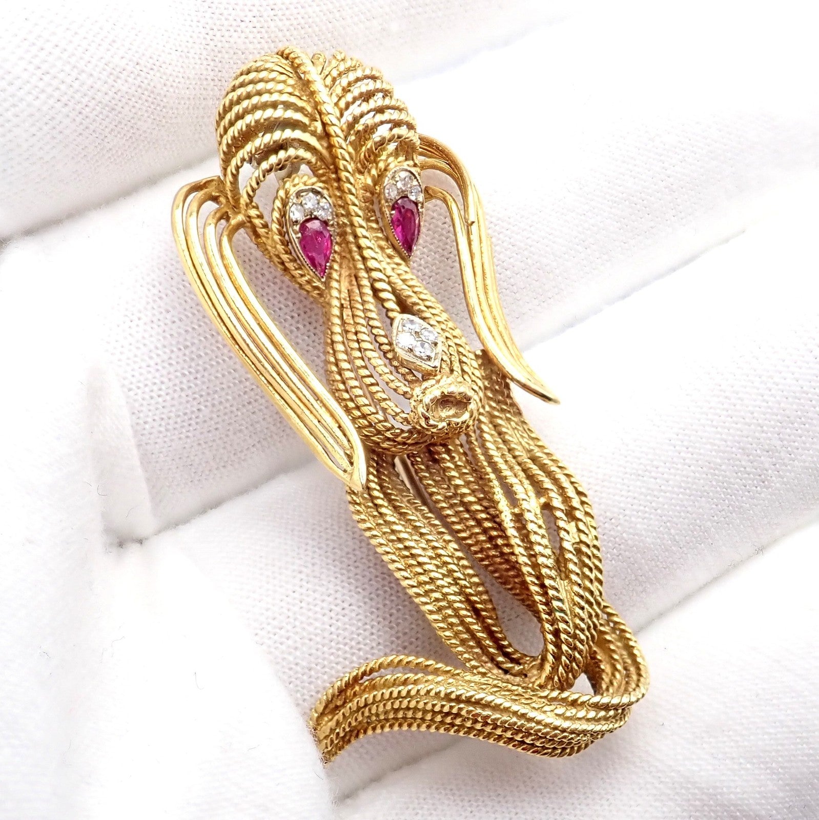 H. Stern Jewelry & Watches:Fine Jewelry:Brooches & Pins Vintage! H. Stern 18k Yellow Gold Diamond Ruby Basset Hound Dog Pin Brooch