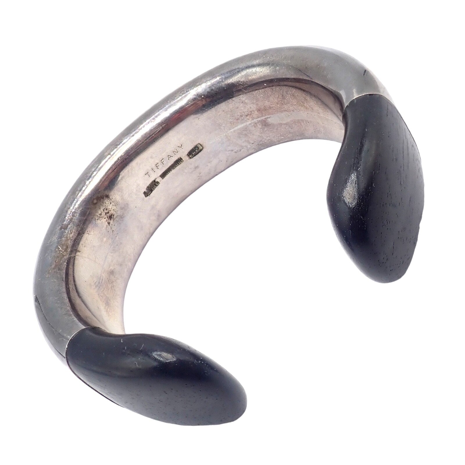 Vintage Tiffany & Co Sterling Silver Andreas Mikkelson Ebony Wood Cuff Bracelet | Fortrove
