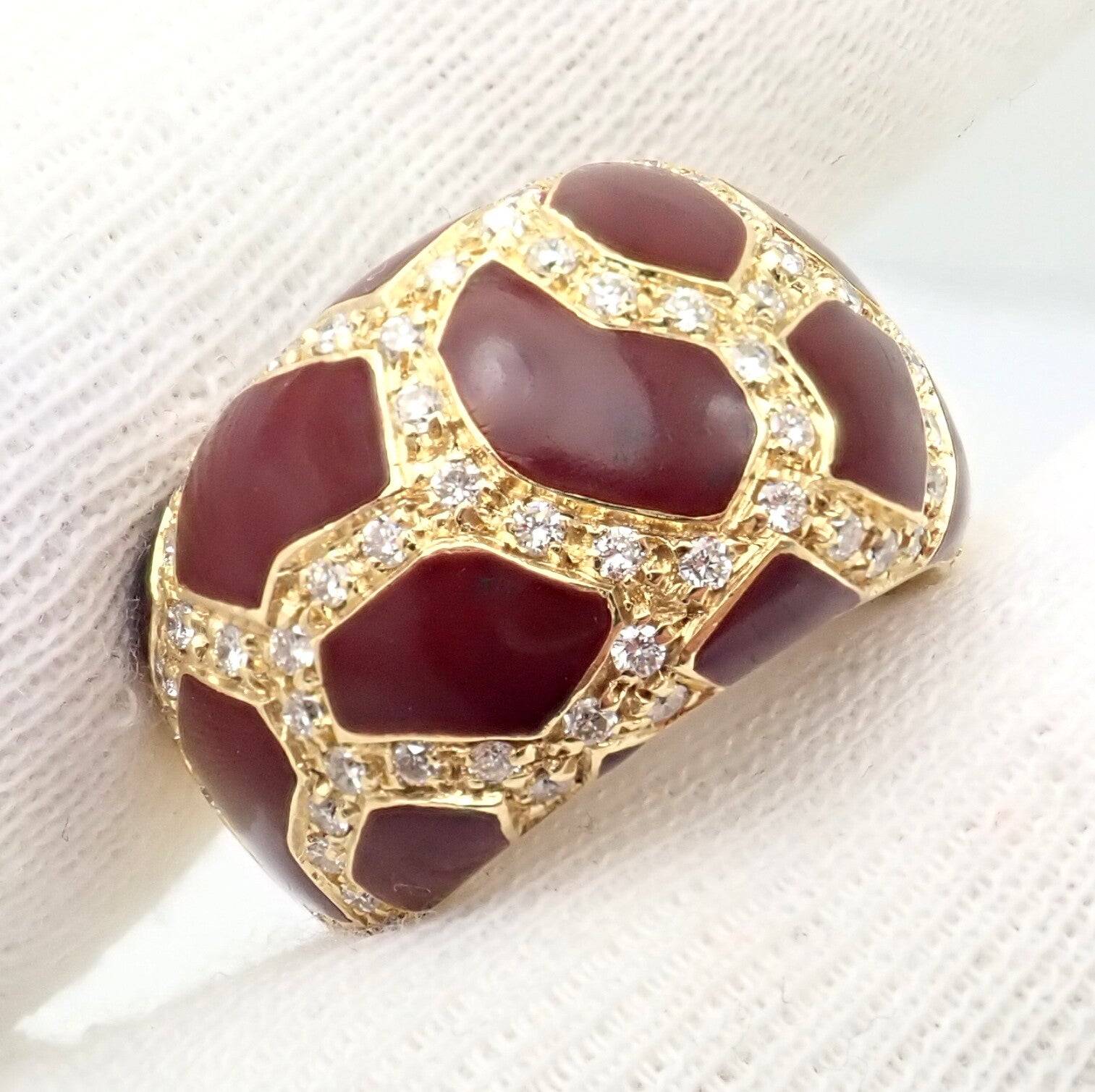 Authentic! Roberto Coin Giraffe 18k Yellow Gold Enamel Diamond Ring | Fortrove