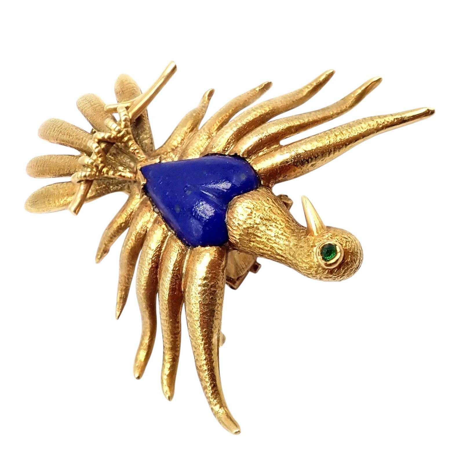 Rare! Tiffany & Co Schlumberger 18k Yellow Gold Lapis Phoenix Brooch Pin 1960's | Fortrove