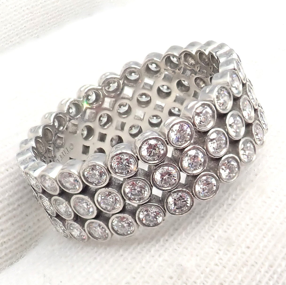 Authentic! Tiffany & Co Platinum Diamond Three Row Jazz Band Ring Size 6 | Fortrove