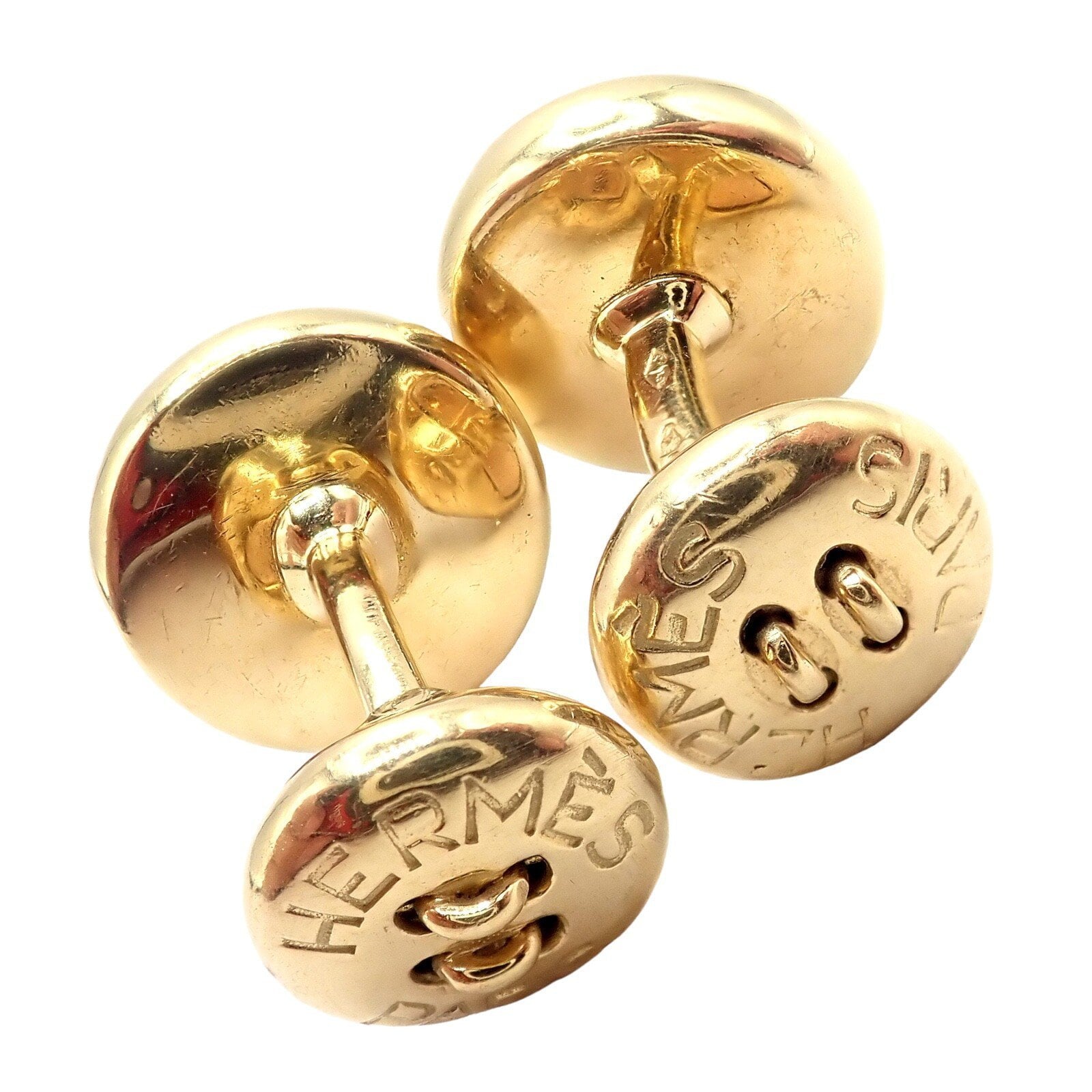 Rare! Vintage Authentic Hermes Paris 18k Yellow Gold Mens Lapis Button