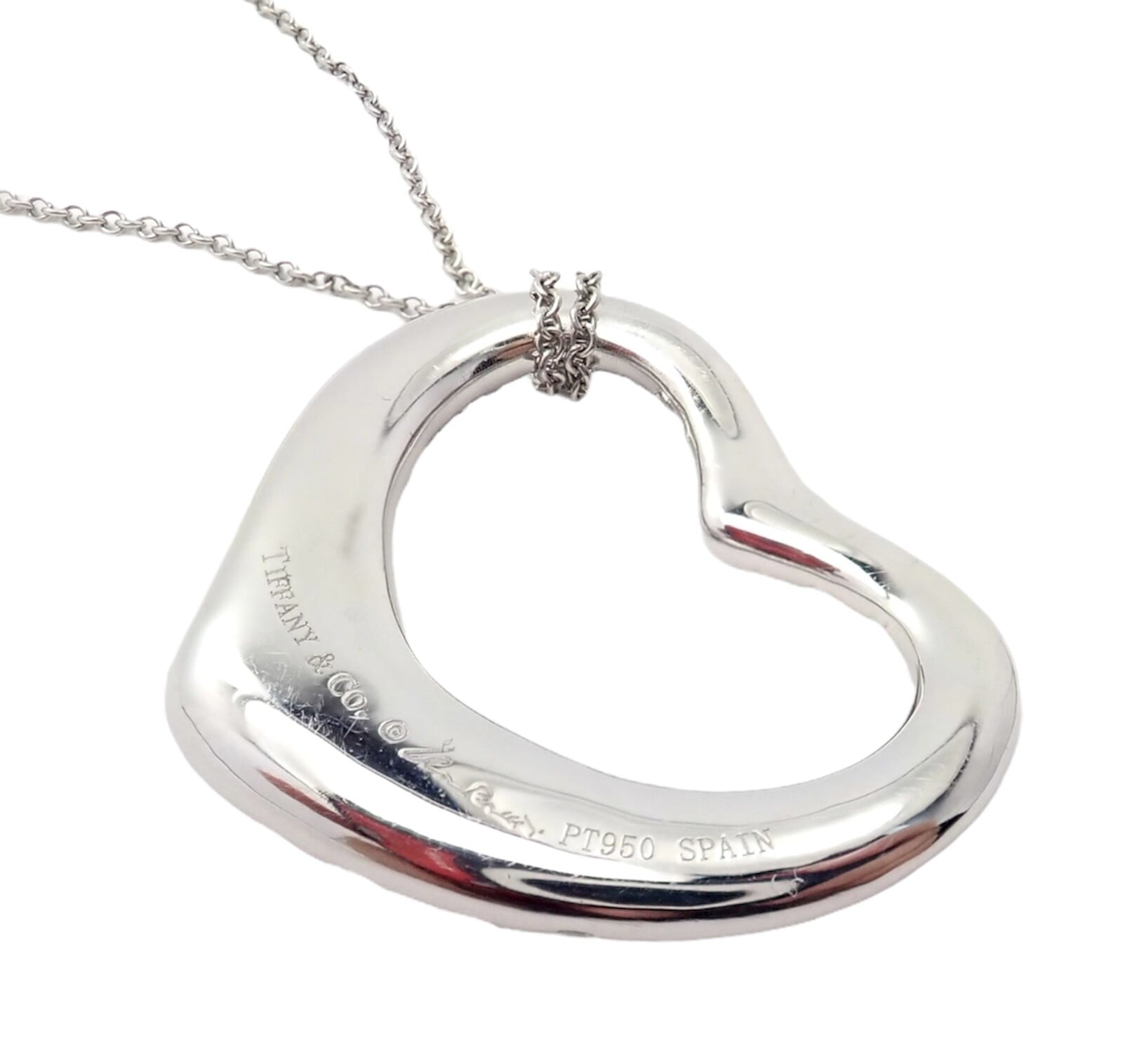 Tiffany & Co. Jewelry & Watches:Fine Jewelry:Necklaces & Pendants Authentic! Tiffany & Co Elsa Peretti Platinum Diamond Large Open Heart Necklace