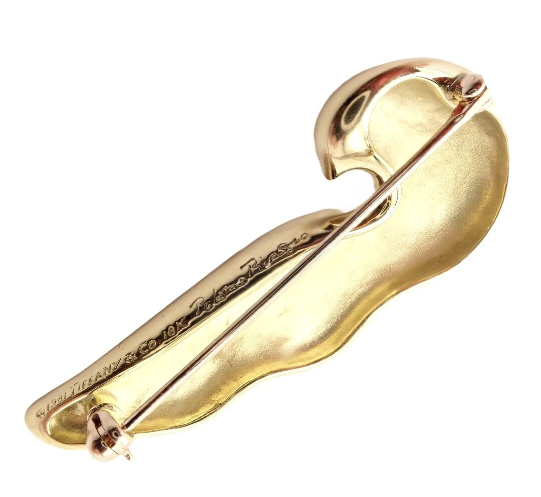 Authentic Tiffany & Co. 18k Yellow Gold Paloma Picasso Dove Bird Pin Brooch 1981 | Fortrove