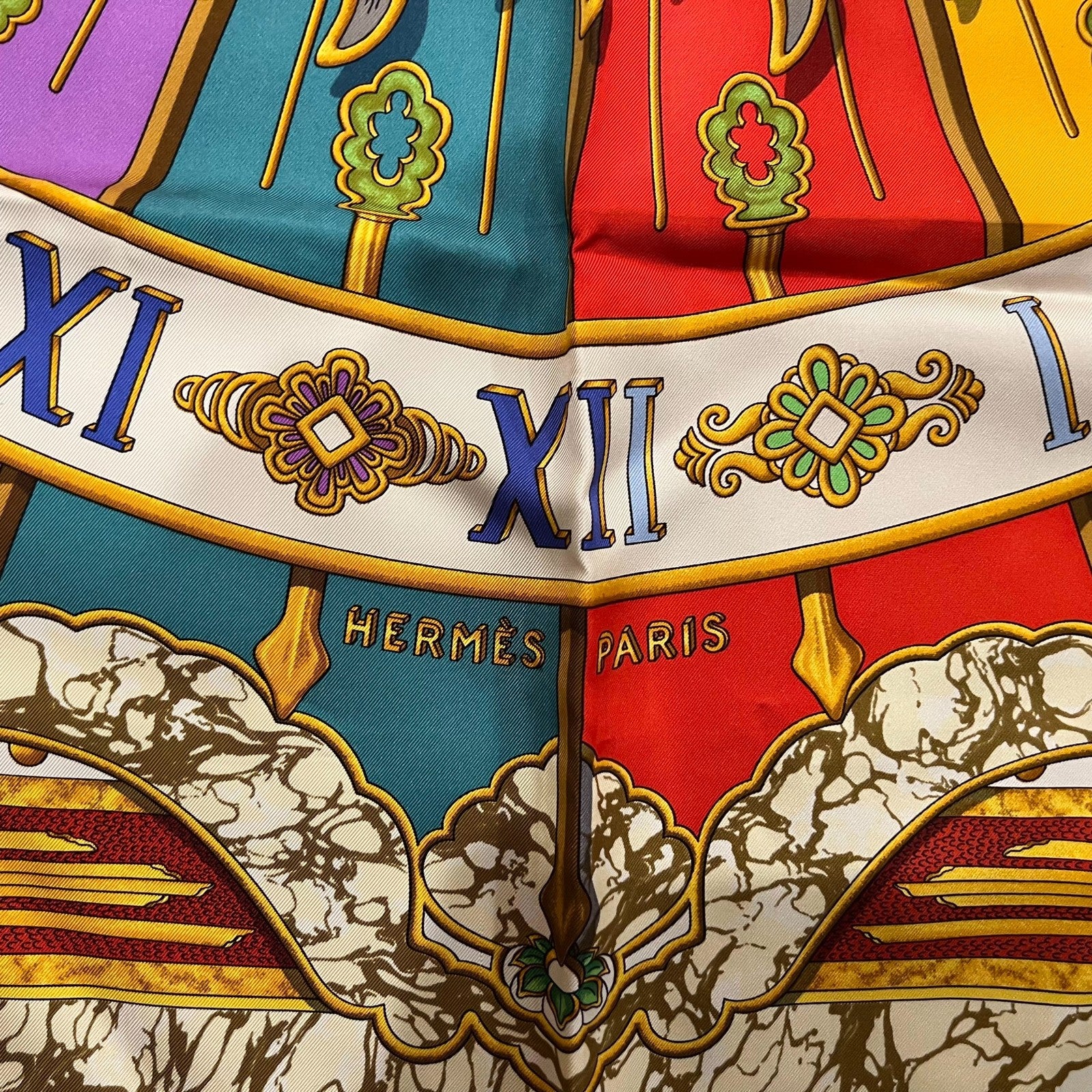 Hermes Clothing, Shoes & Accessories:Women:Women's Accessories:Scarves & Wraps Authentic Hermes Silk Carpe Diem 90 cm Scarf