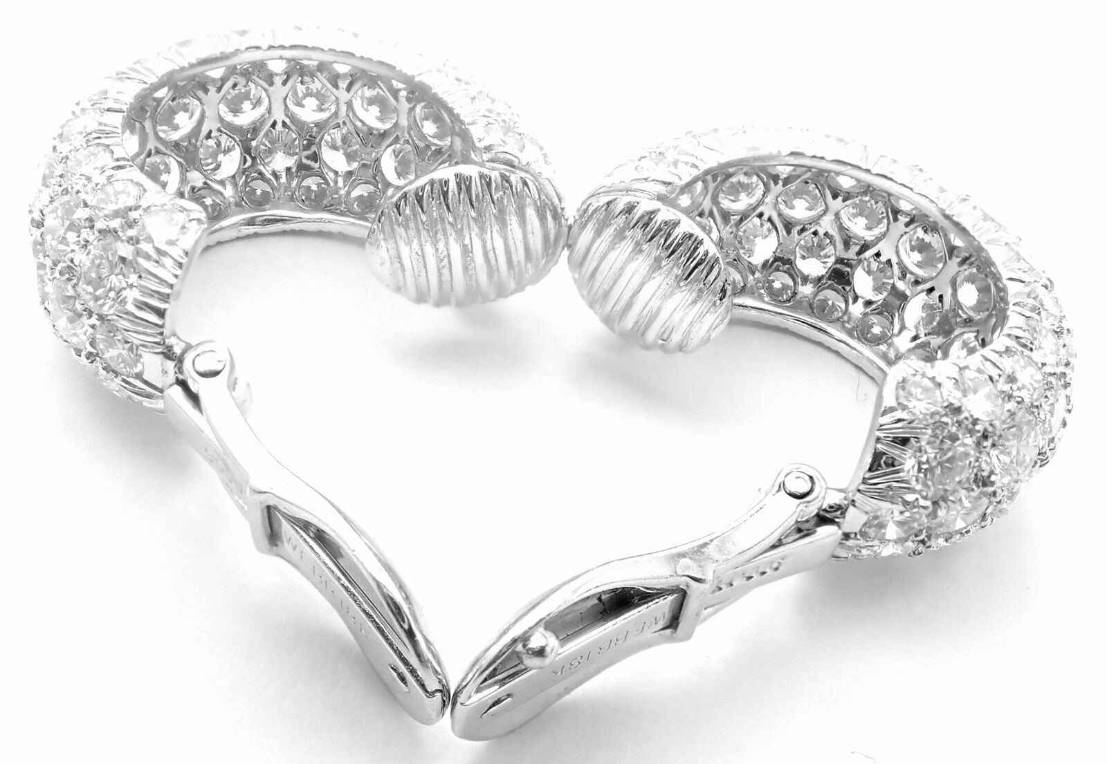 David Webb Jewelry & Watches:Fine Jewelry:Earrings Authentic! David Webb Platinum 18k White Gold 10ct Diamond Hoop Earrings