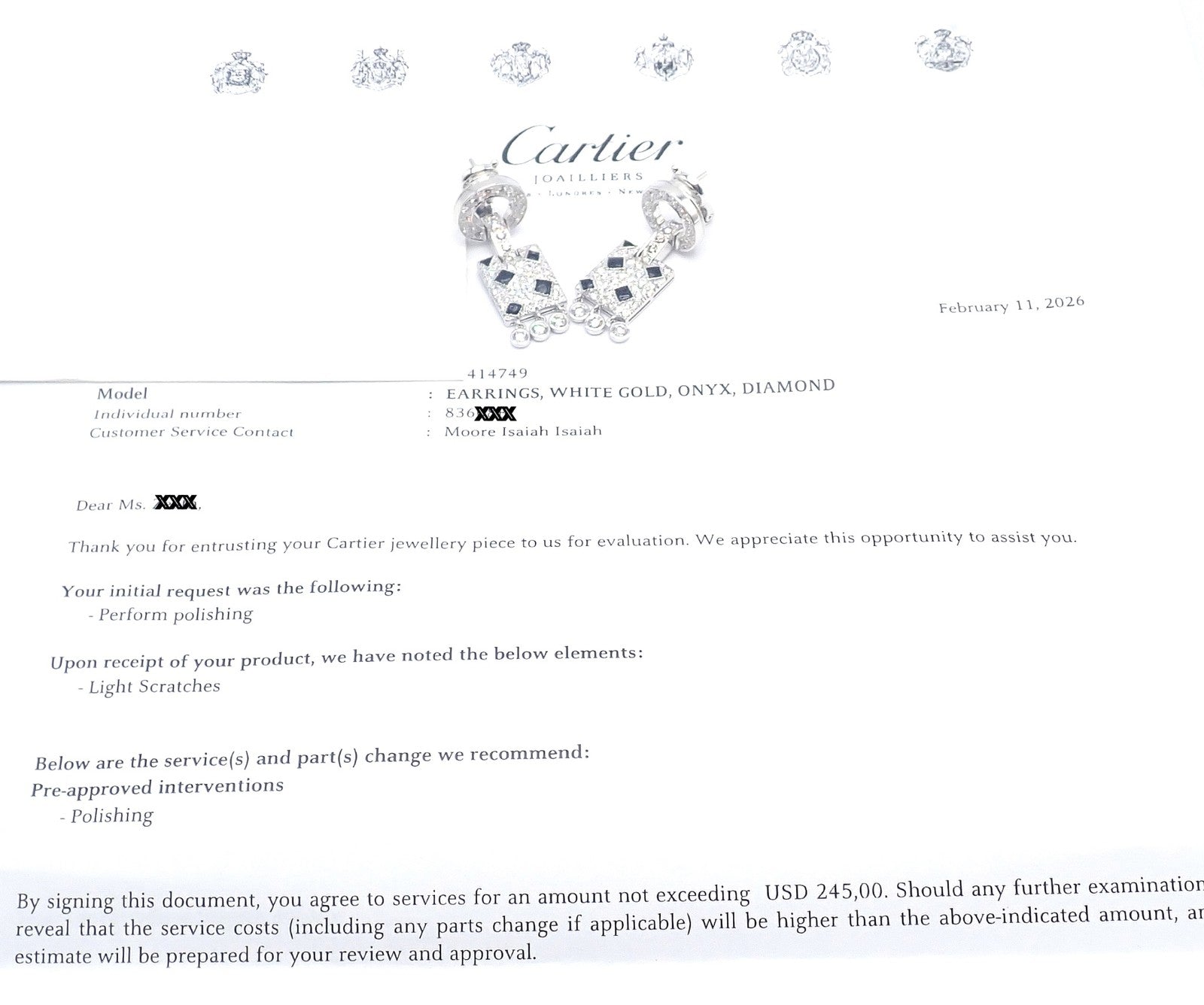 Authentic! Cartier Panthere Panther 18k White Gold Diamond Black Onyx Earrings | Fortrove
