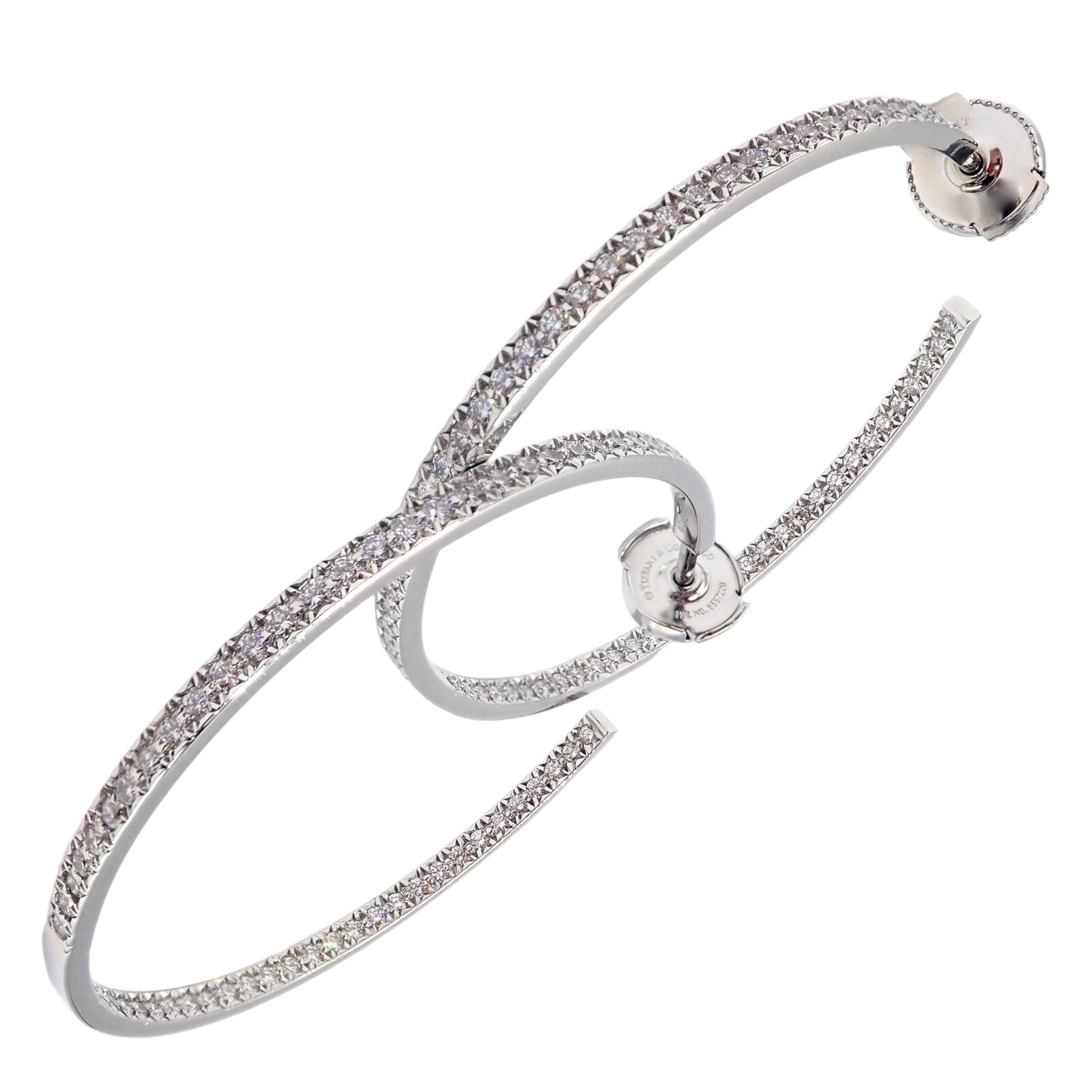 Authentic! Tiffany & Co Platinum Metro Diamond Large Inside Out Hoop Earrings | Fortrove