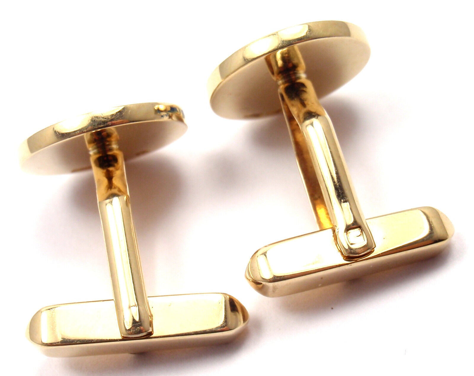 Authentic! Bulgari Bvlgari 18k Yellow Gold Black Onyx Cufflinks | Fortrove
