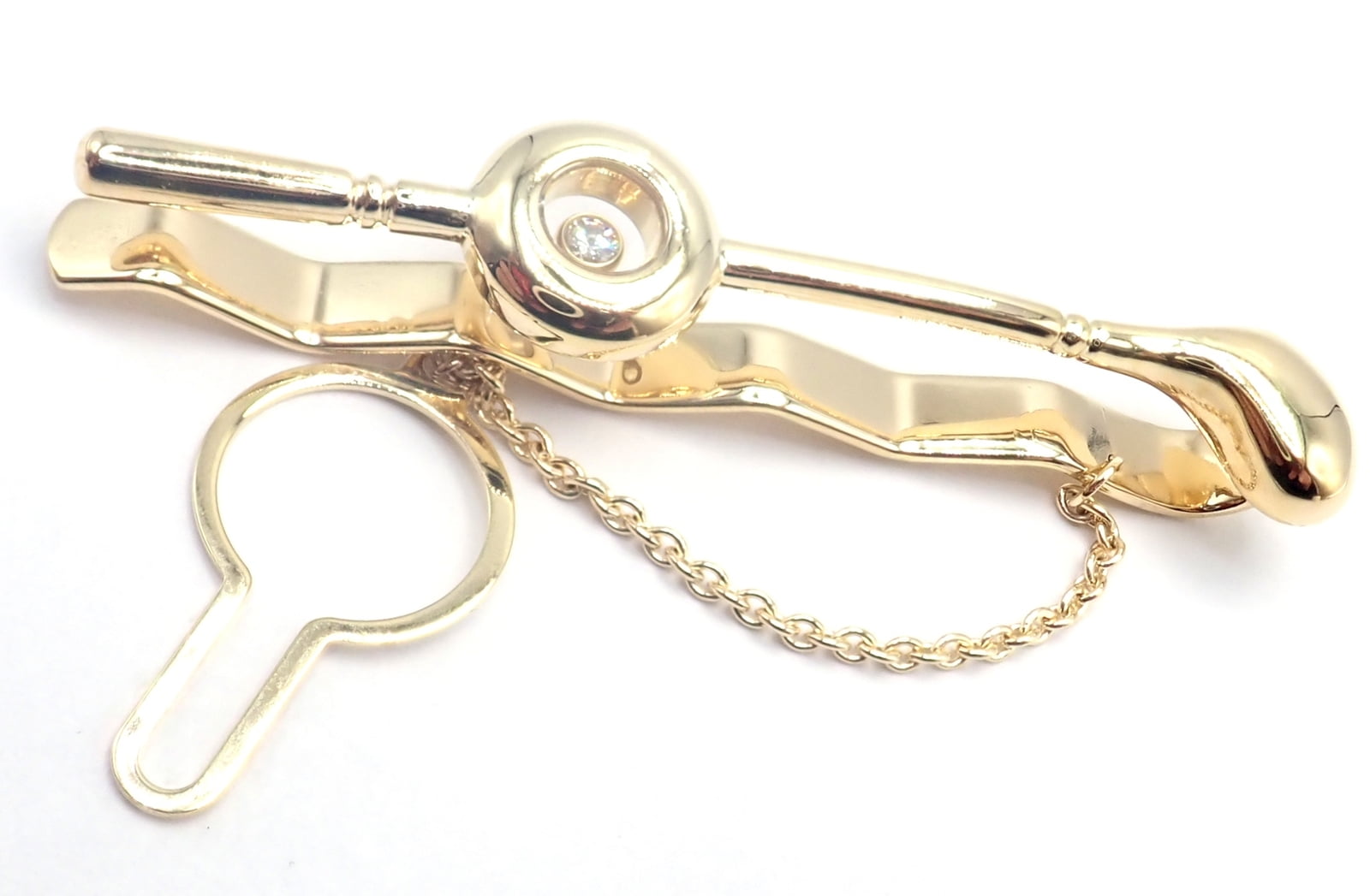Authentic Vintage Chopard 18k Yellow Gold Happy Diamond Golf Club Tie Clip Clasp | Fortrove