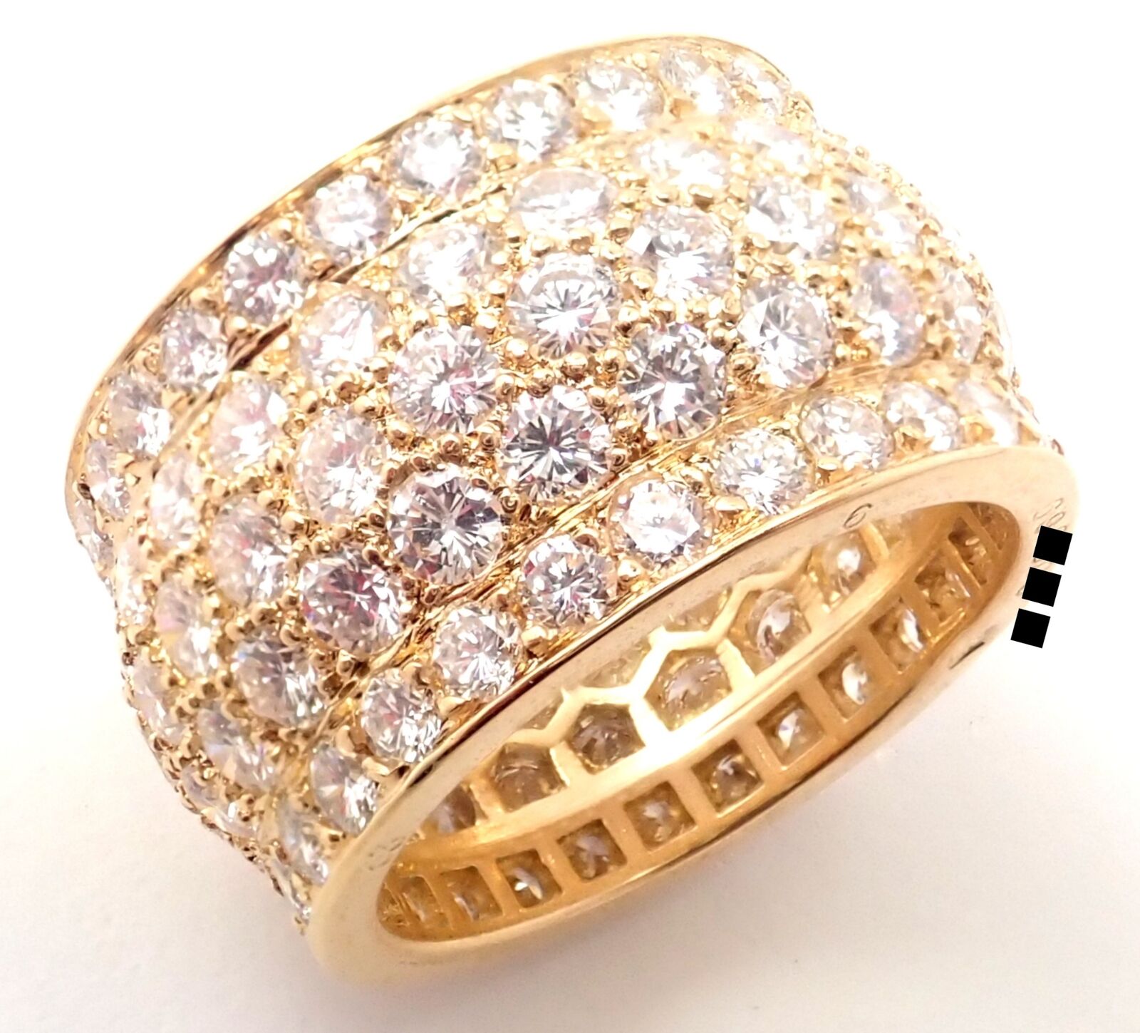 Authentic! Cartier Nigeria 18k Yellow Gold Diamond Wide Band Ring Size 53 | Fortrove