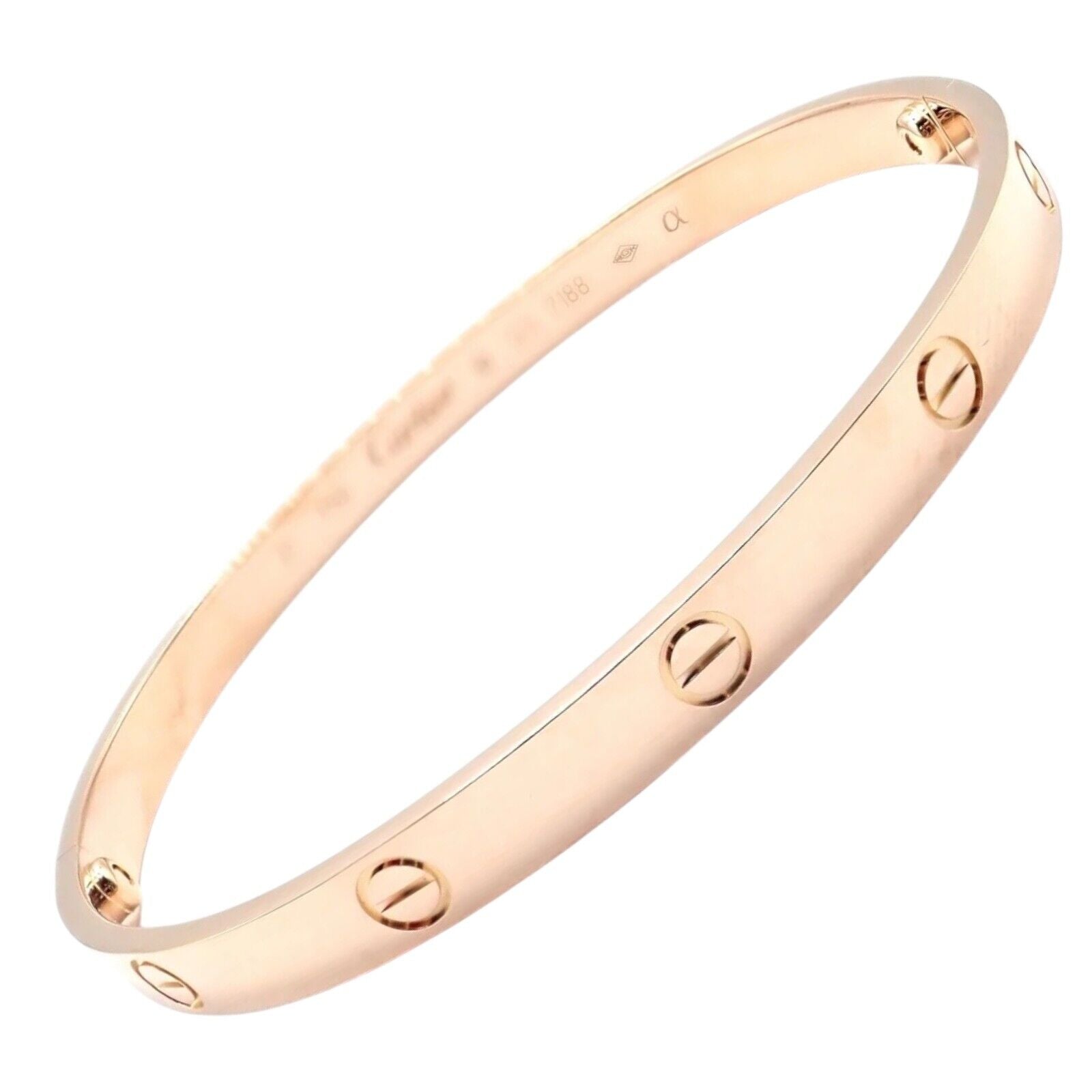 Authentic! Cartier 18k Rose Gold Love Bangle Bracelet Size 21 Paper | Fortrove