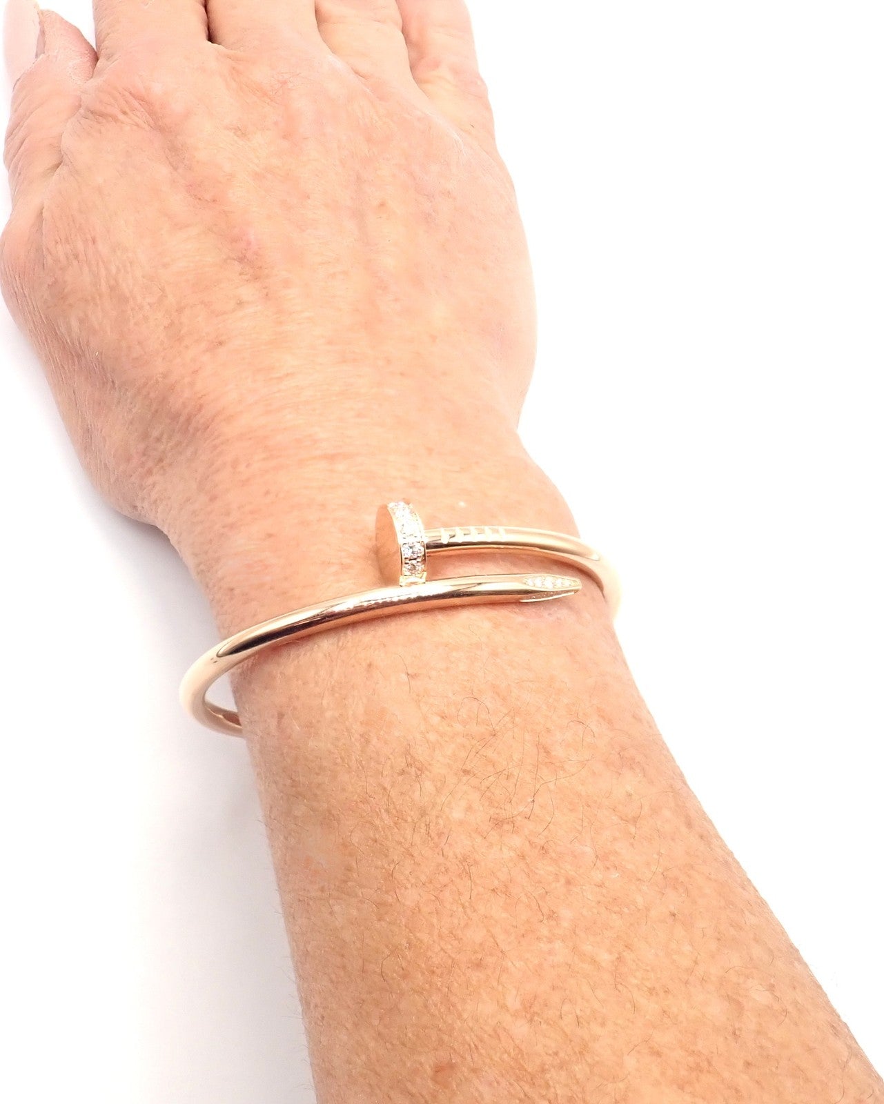 Cartier Juste un Clou Nail 18k Rose Gold Diamond Classic Bangle Bracelet Size 16 | Fortrove