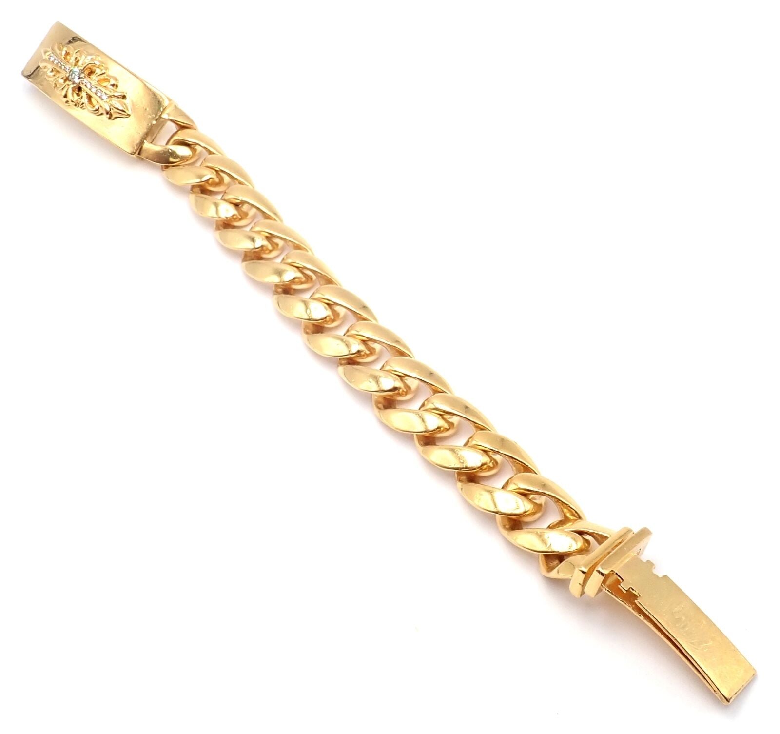 Vintage! Authentic Chrome Hearts 22k Yellow Gold Diamond Heavy Link ID Bracelet | Fortrove