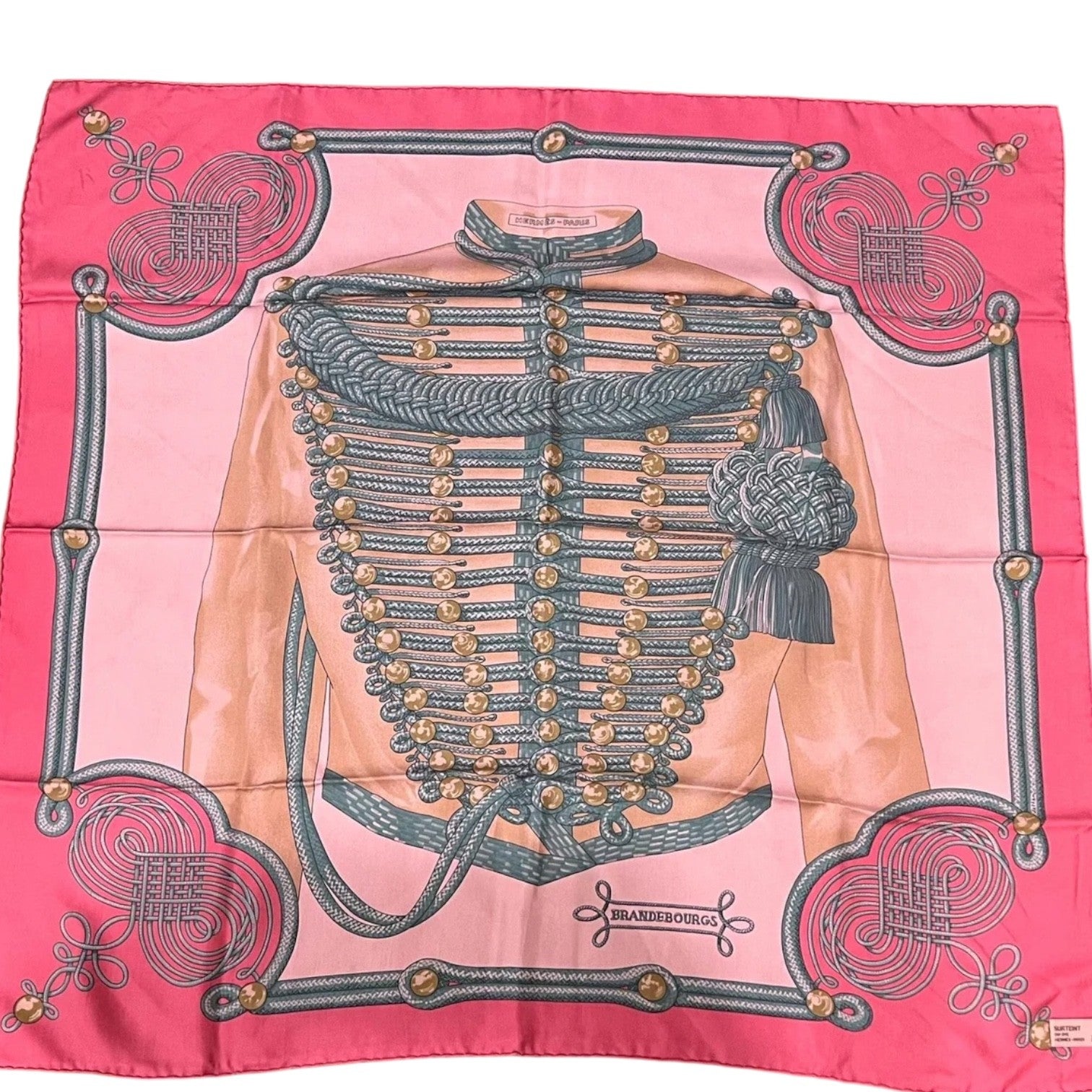 Authentic Hermes Pink Brandebourgs Silk Scarf 90cm | Fortrove