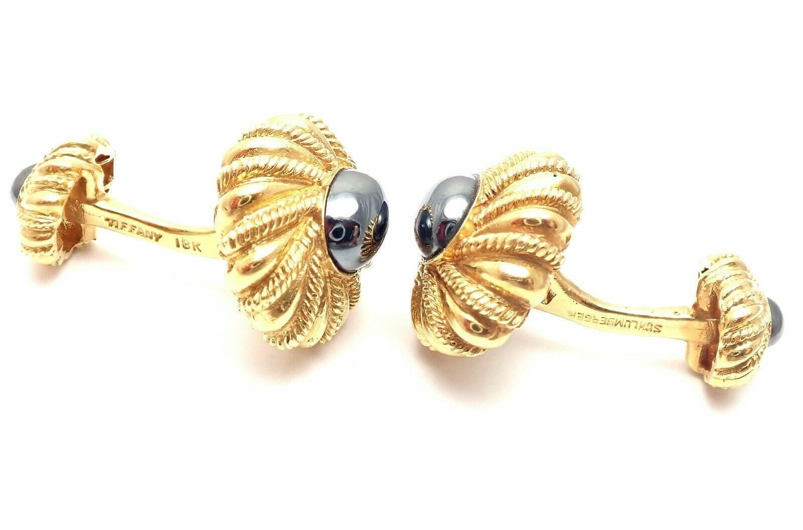 Tiffany & Co. Jewelry & Watches:Men's Jewelry:Cufflinks Authentic! Tiffany & Co Jean Schlumberger 18k Yellow Gold Hematite Cufflinks