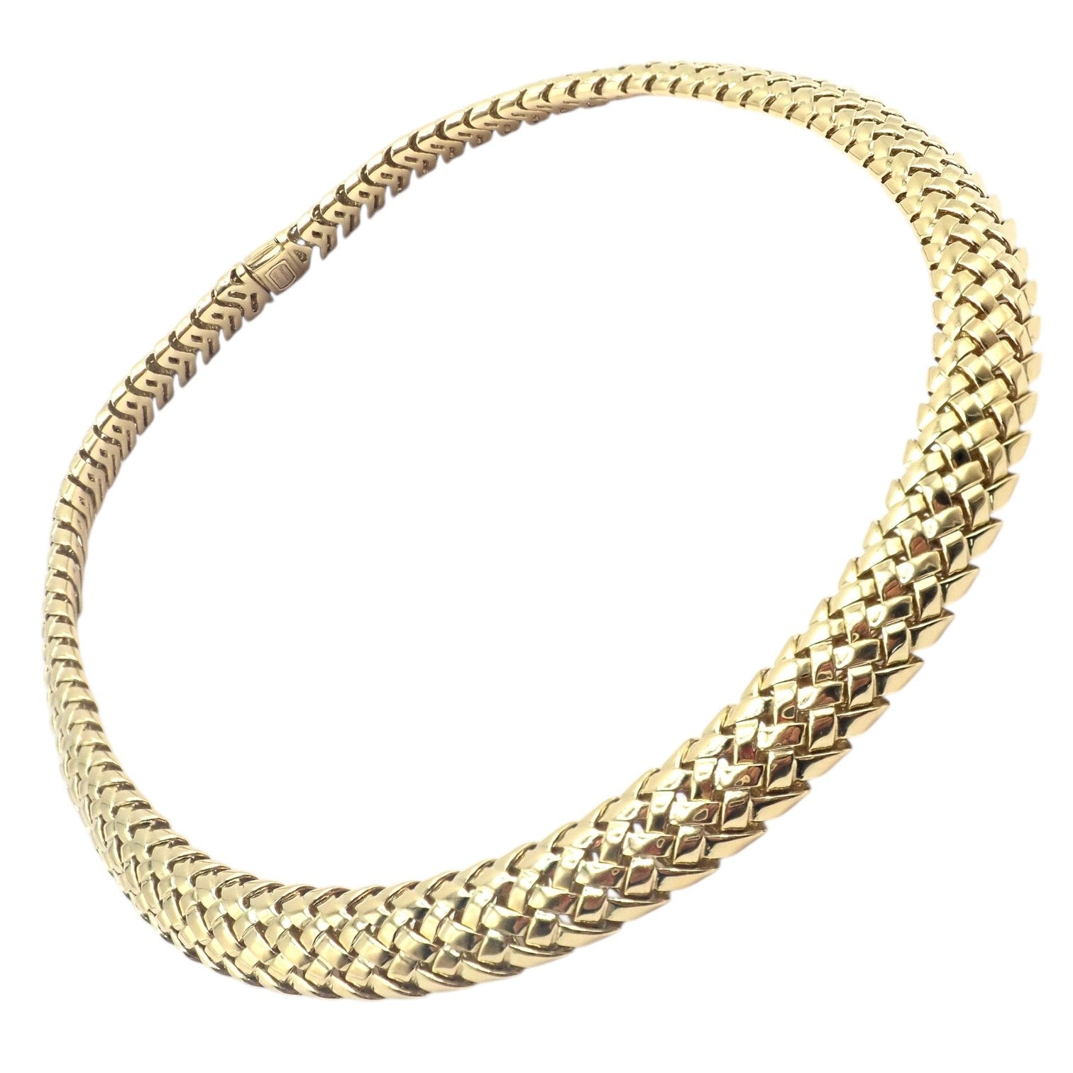 Authentic! Tiffany & Co Vannerie 18k Yellow Gold Basket Weave Necklace | Fortrove