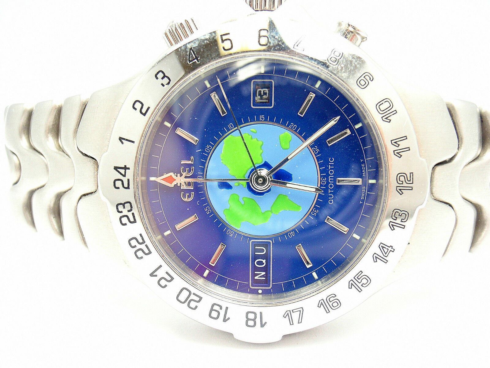 Ebel Jewelry & Watches:Watches, Parts & Accessories:Watches:Wristwatches Sharp! Authentic Ebel Stainless Steel Blue Dial Sportwave World Time Watch