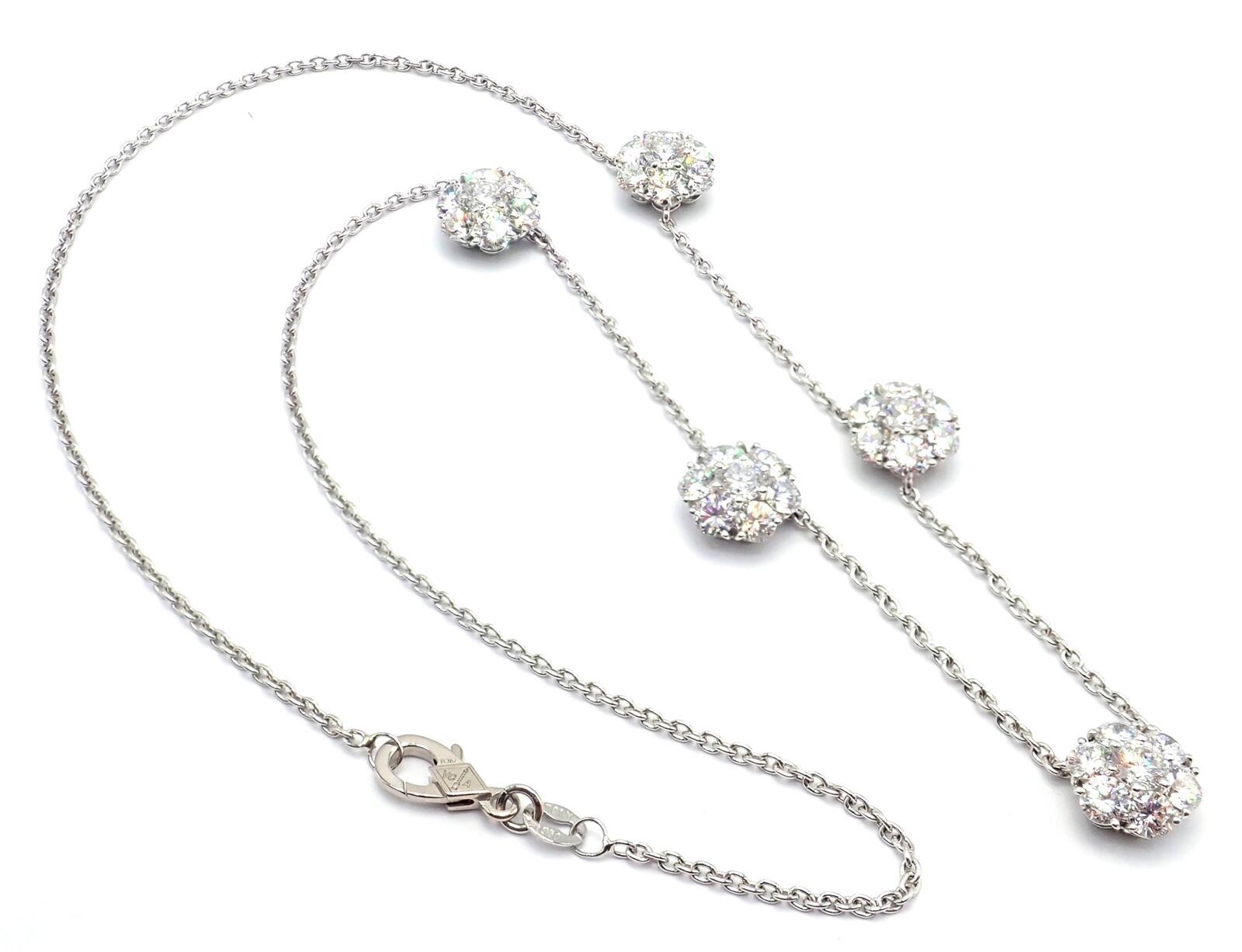 Van Cleef & Arpels Jewelry & Watches:Fine Jewelry:Necklaces & Pendants Van Cleef & Arpels Platinum Diamond Five Flower Fleurette Necklace Paper