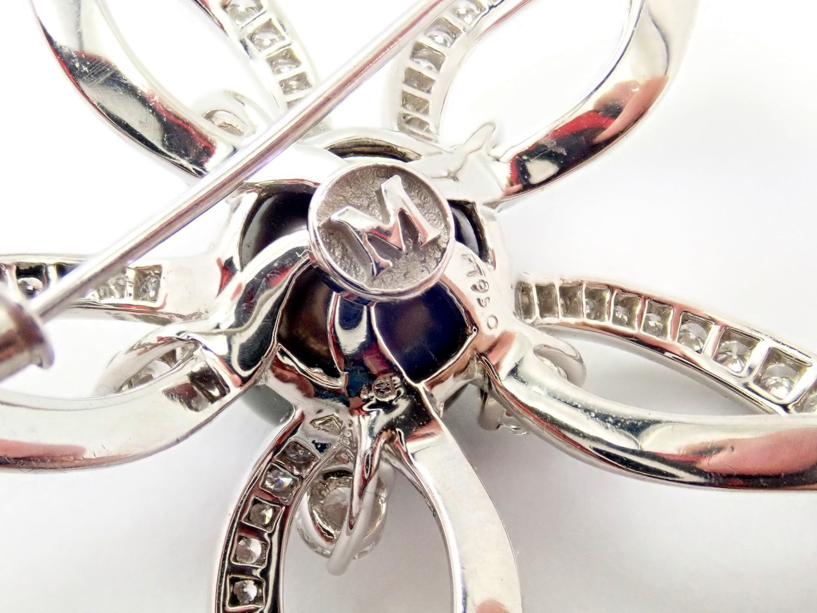 Mikimoto Jewelry & Watches:Fine Jewelry:Brooches & Pins Rare! Authentic Mikimoto Platinum Diamond Tahitian South Sea Pearl Brooch Pin