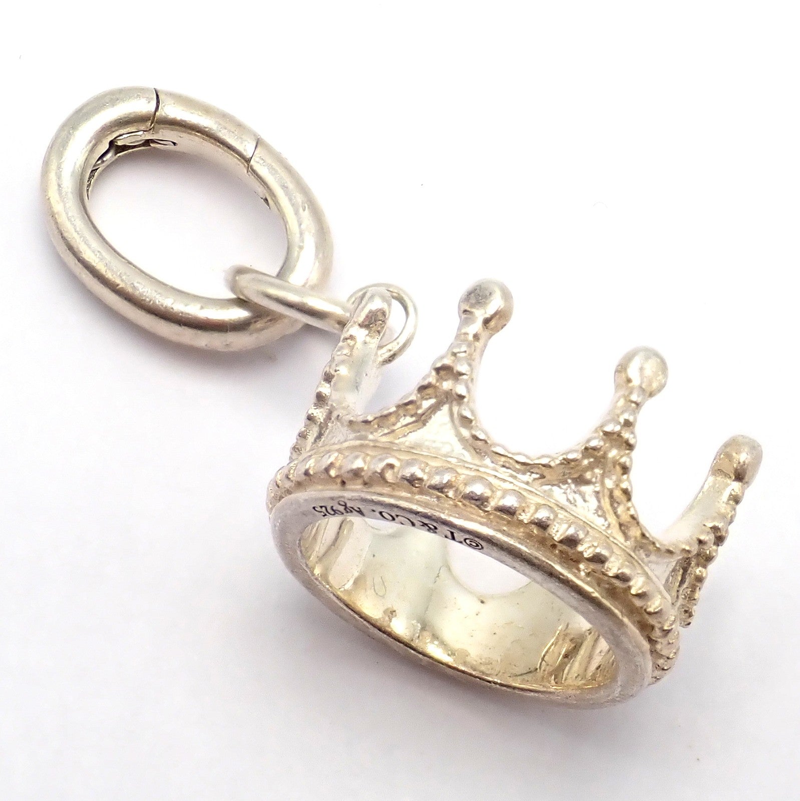 Tiffany & Co. Princess Crown Silver Charm Pendant + Oval Jump Ring