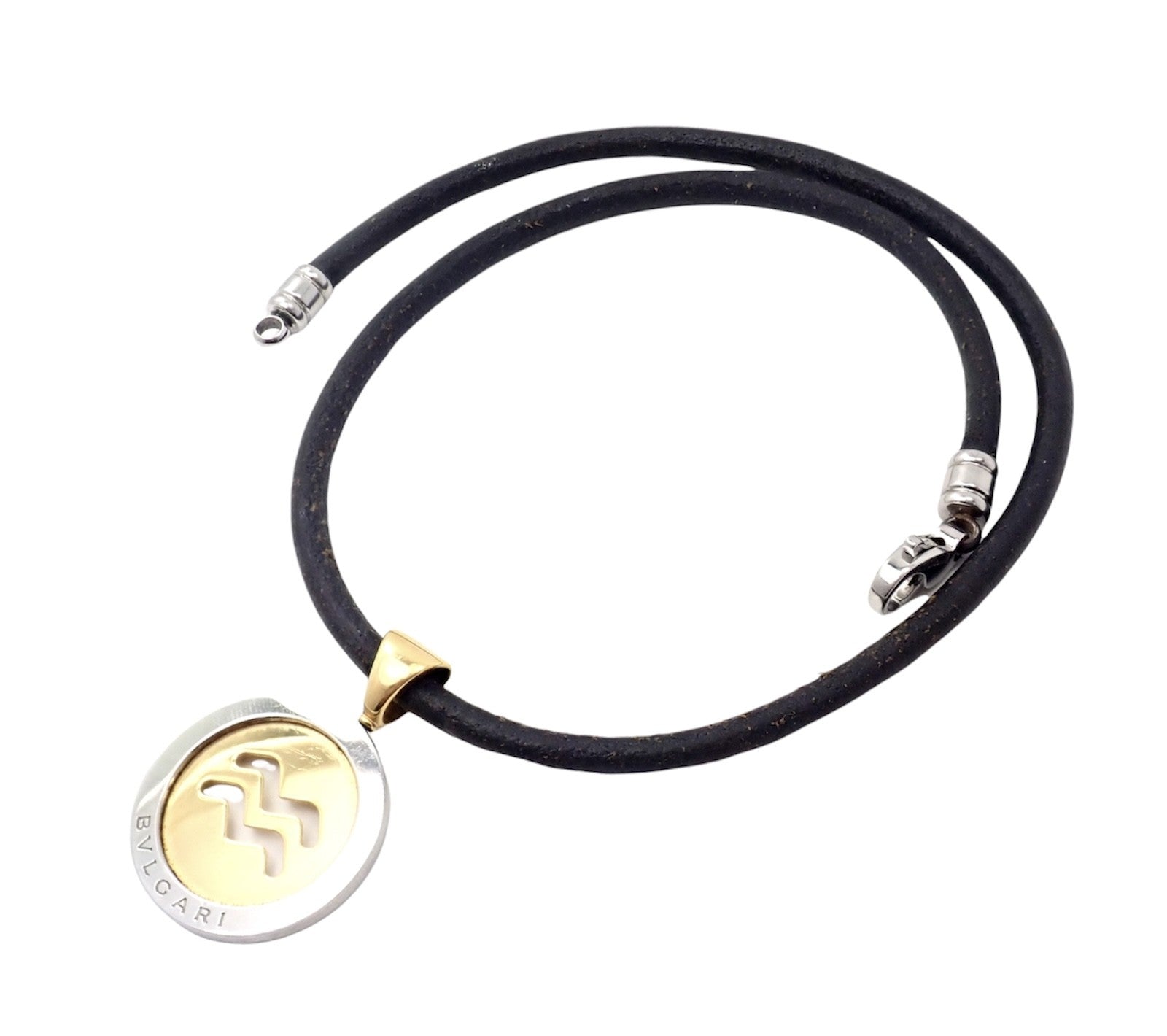 Bulgari Jewelry & Watches:Fine Jewelry:Necklaces & Pendants Authentic! Bulgari Tondo 18k Yellow Gold + Steel 31mm Aquarius Pendant Necklace
