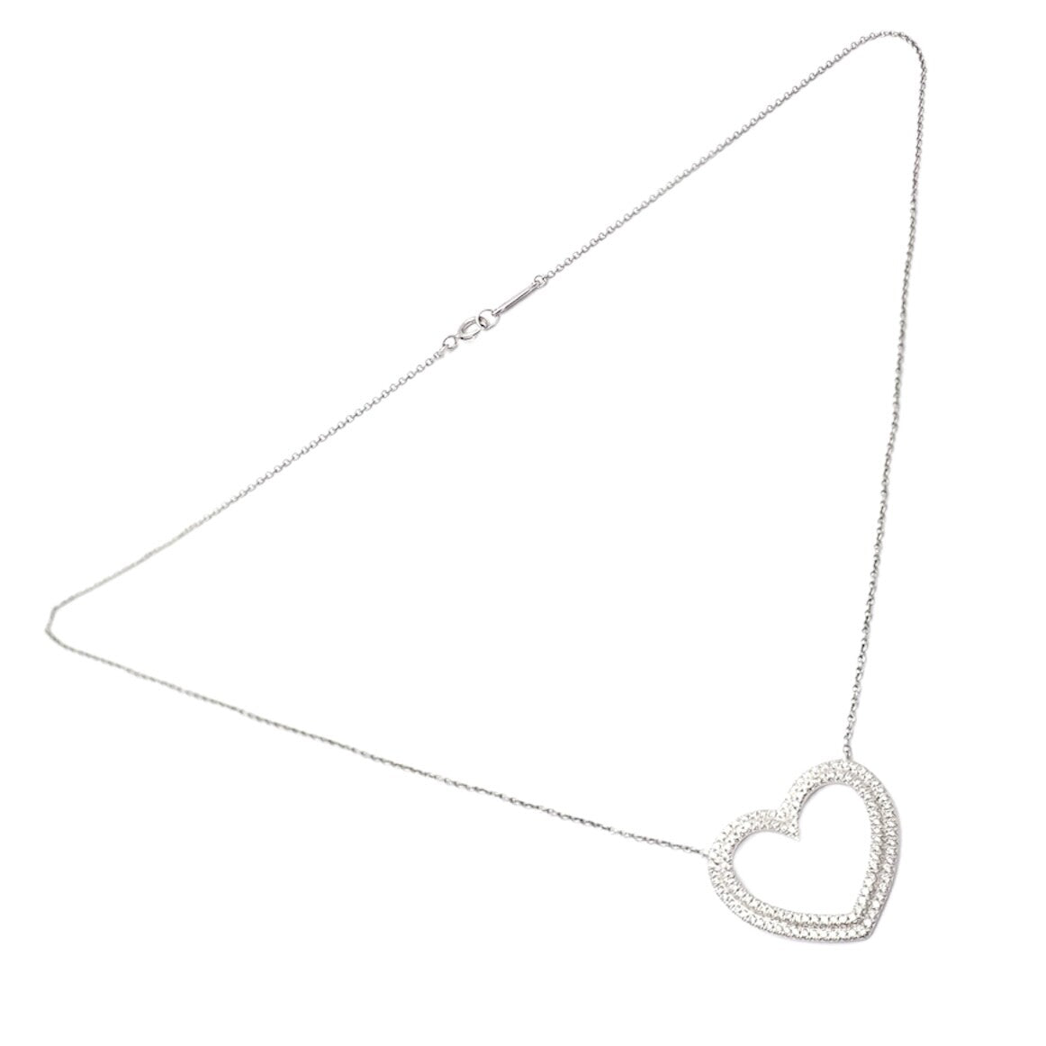 Tiffany & Co Platinum Diamond Heart Double Metro Medium Pendant Necklace | Fortrove