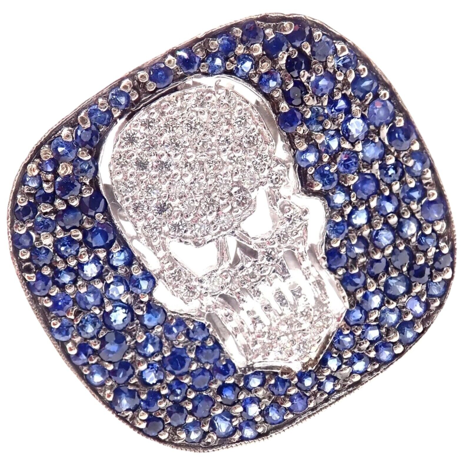 Loree Rodkin Jewelry & Watches:Fine Jewelry:Rings Authentic! Loree Rodkin 18k White Gold Diamond Sapphire Skull Ring Paper Box