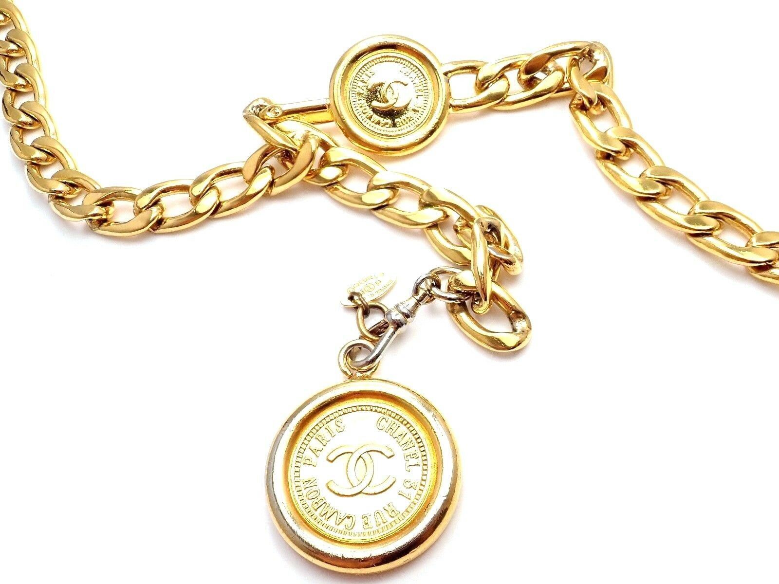 Chanel Jewelry & Watches:Fashion Jewelry:Necklaces & Pendants Amazing Authentic Chanel Gold Tone Draped Clasp Belt Necklace 34"