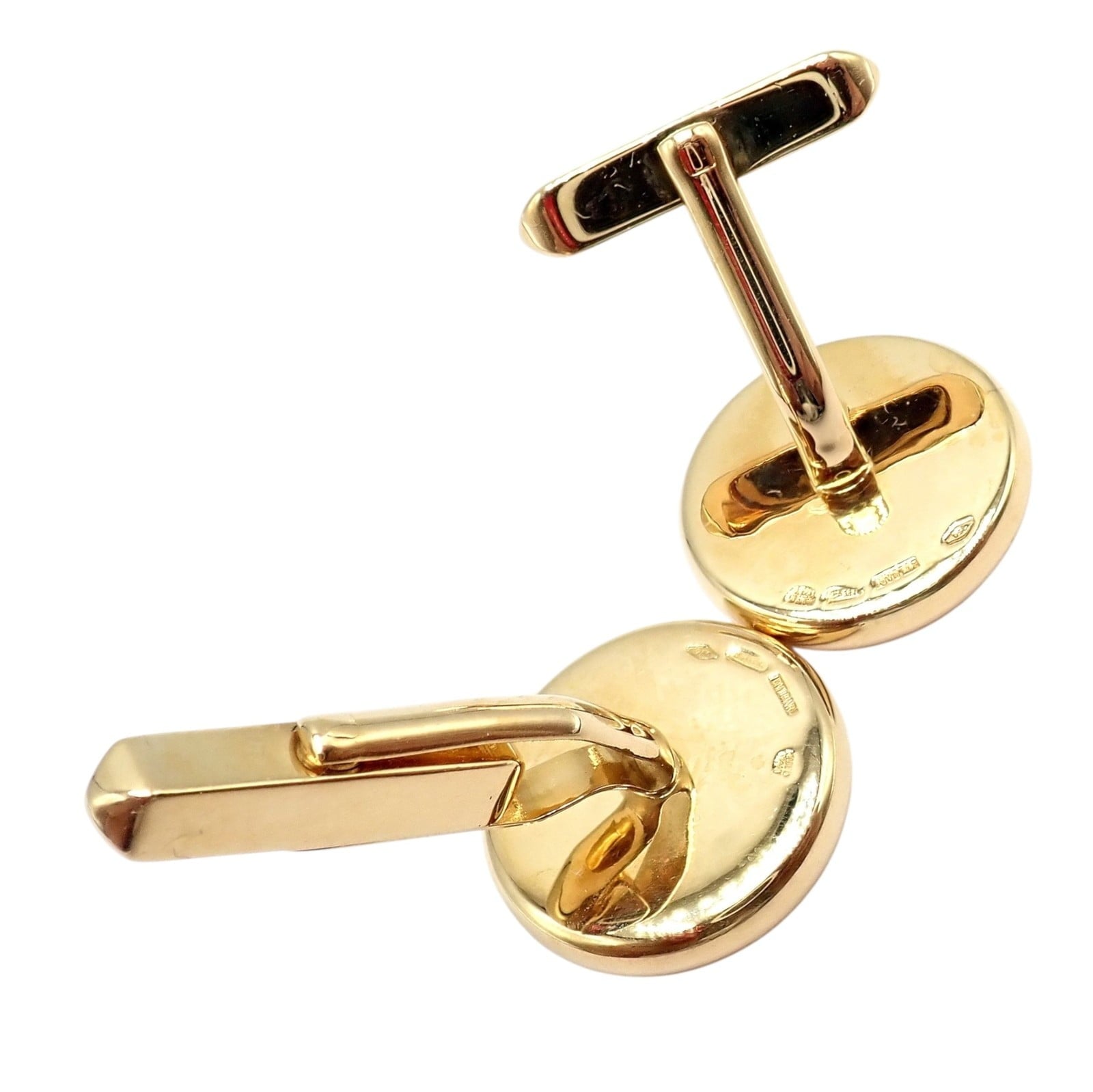 Authentic! Bulgari Bvlgari 18k Yellow Gold Black Onyx Large Cufflinks | Fortrove