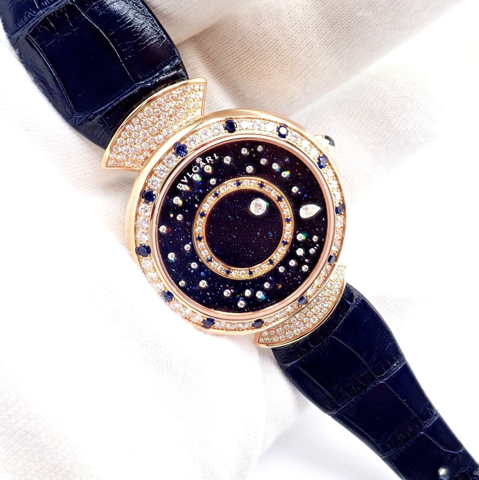 Bulgari 18k Rose Gold Diamond Sapphire Divas Dream Automatic Roman Night Watch | Fortrove