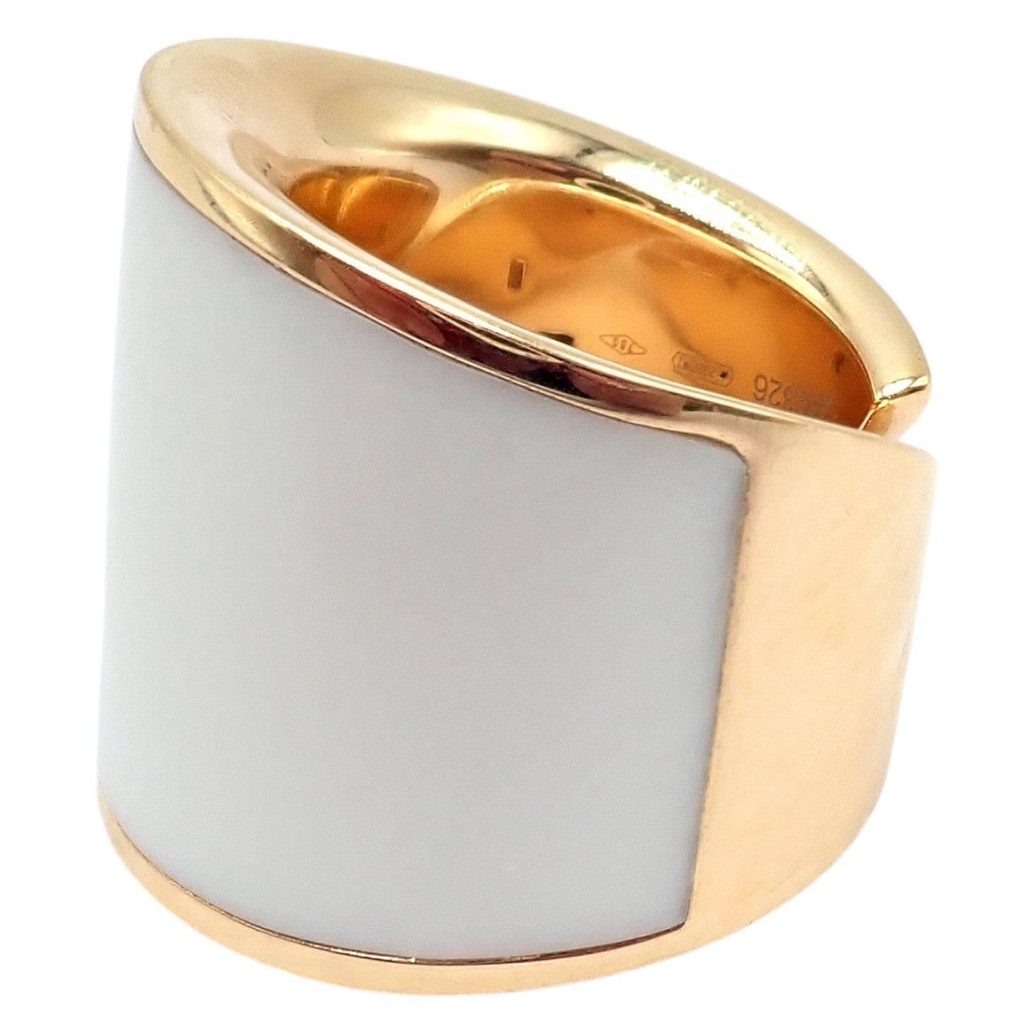 Rare! Vhernier 18k Rose Gold Vague Crossover Camuration Cacholong Ring sz 6 | Fortrove