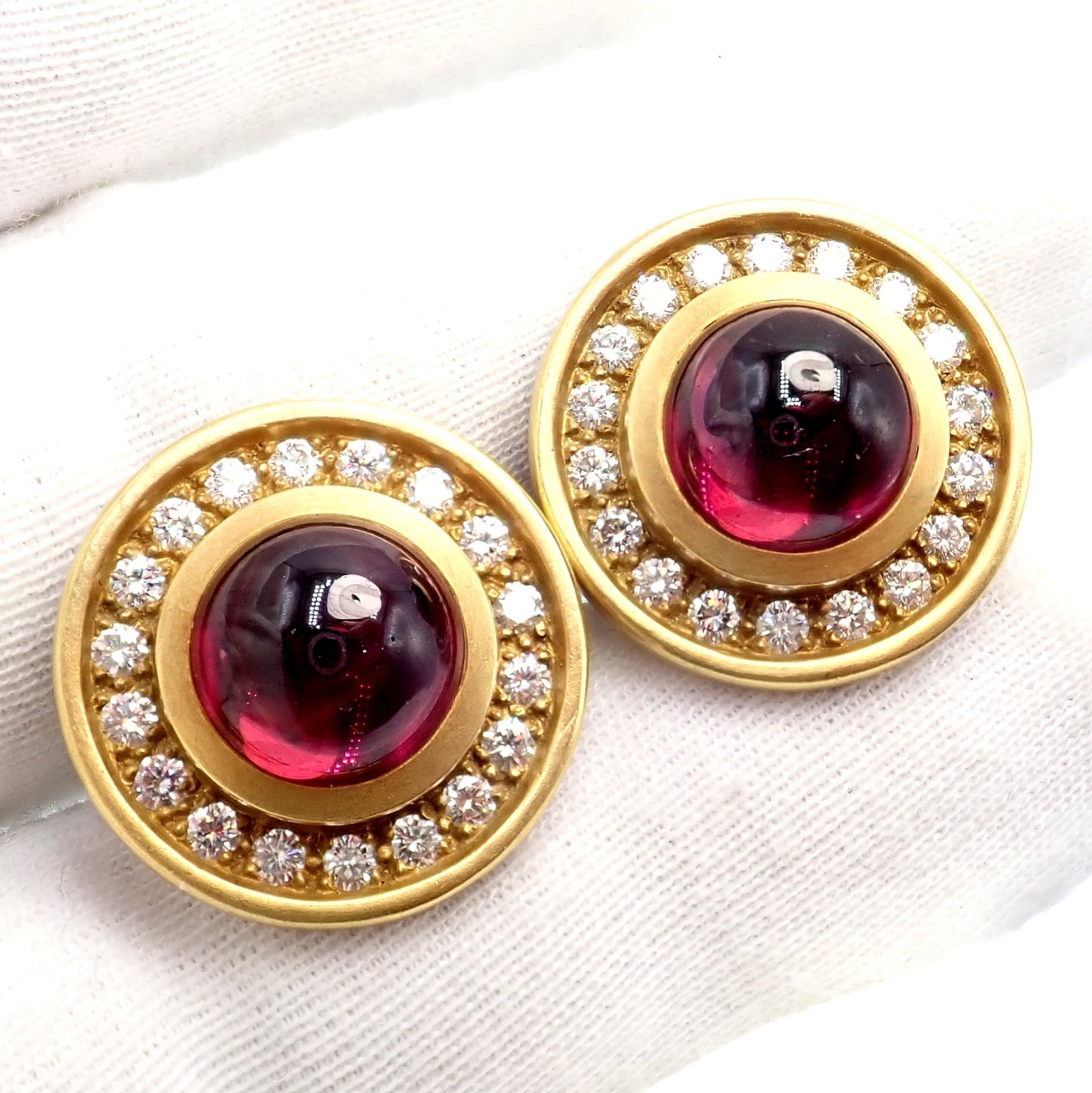 Kieselstein-Cord Jewelry & Watches:Men's Jewelry:Earrings Rare! Vintage Kieselstein Cord 18k Yellow Gold Garnet Diamond Earrings 1997