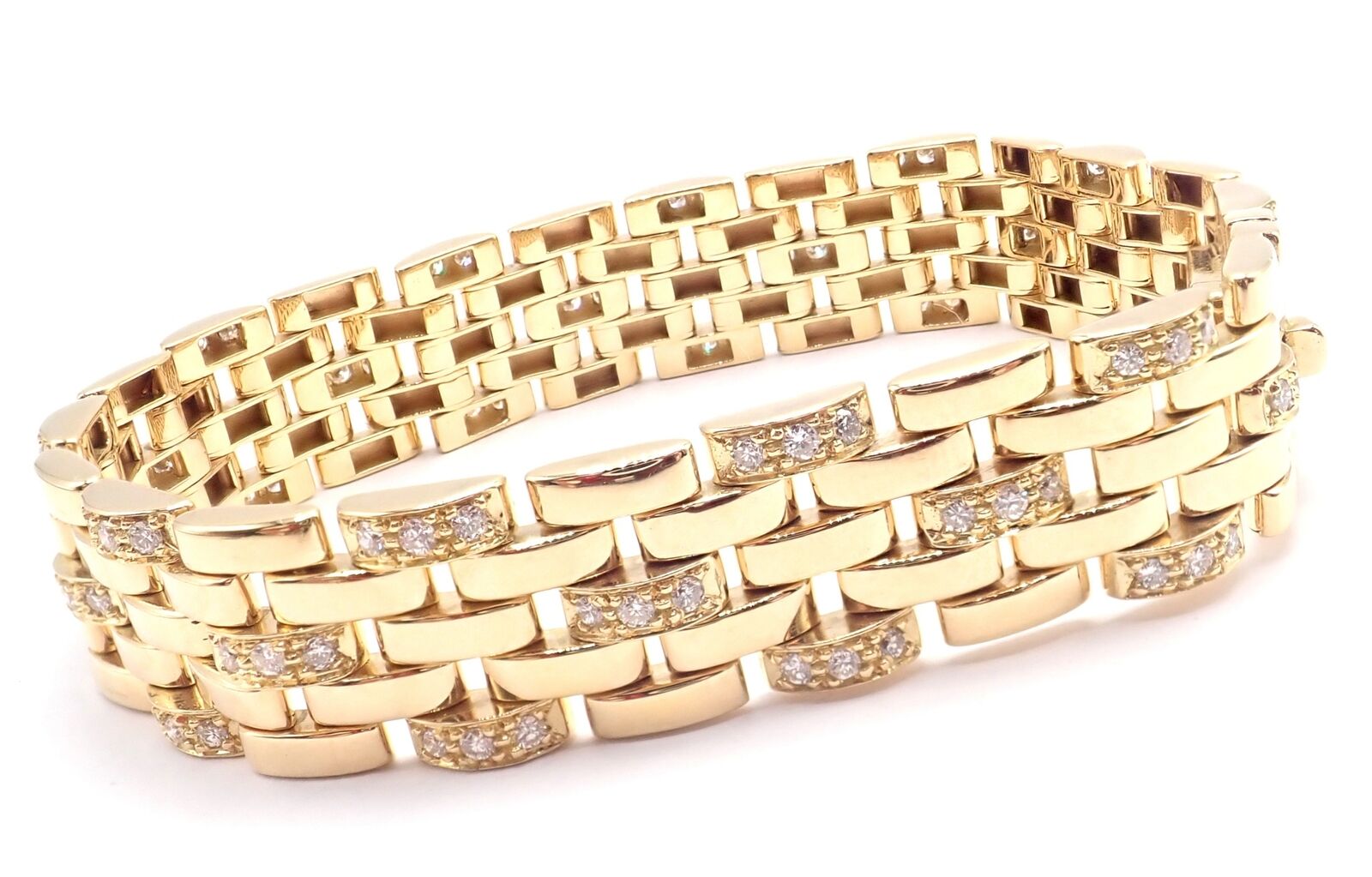 Cartier Jewelry & Watches:Fine Jewelry:Bracelets & Charms Authentic Cartier Maillon Panthere 18K Gold Diamond Five Row Link Gold Bracelet