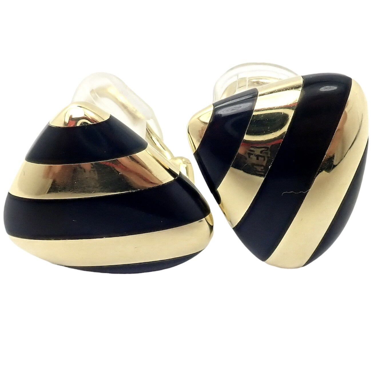 Tiffany & Co Angela Cummings 18k Yellow Gold Inlaid Black Jade Earrings | Fortrove