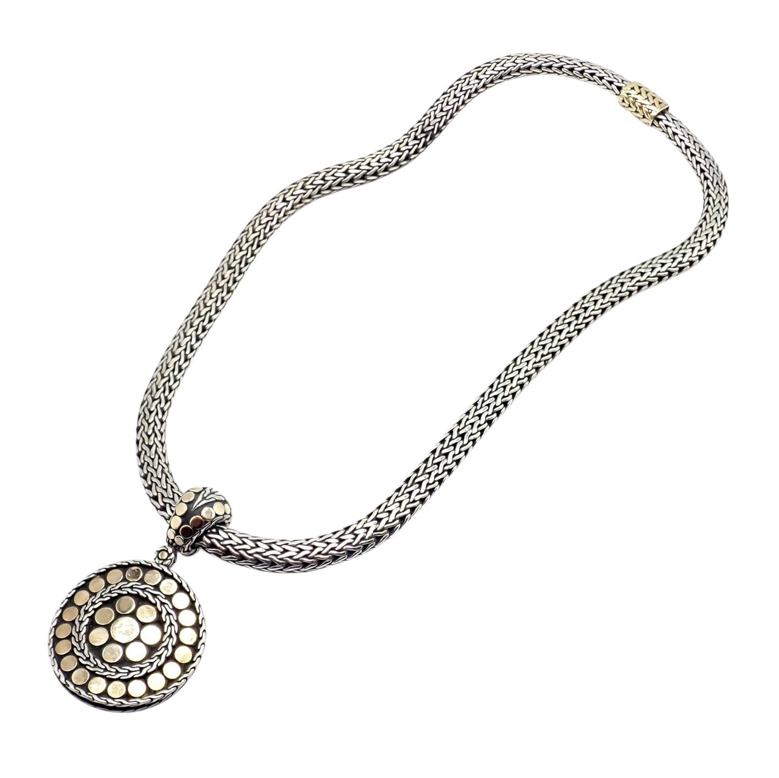 John Hardy Jewelry & Watches:Fine Jewelry:Necklaces & Pendants Authentic! John Hardy JH 18k Yellow Gold Silver Dot Pendant And Necklace