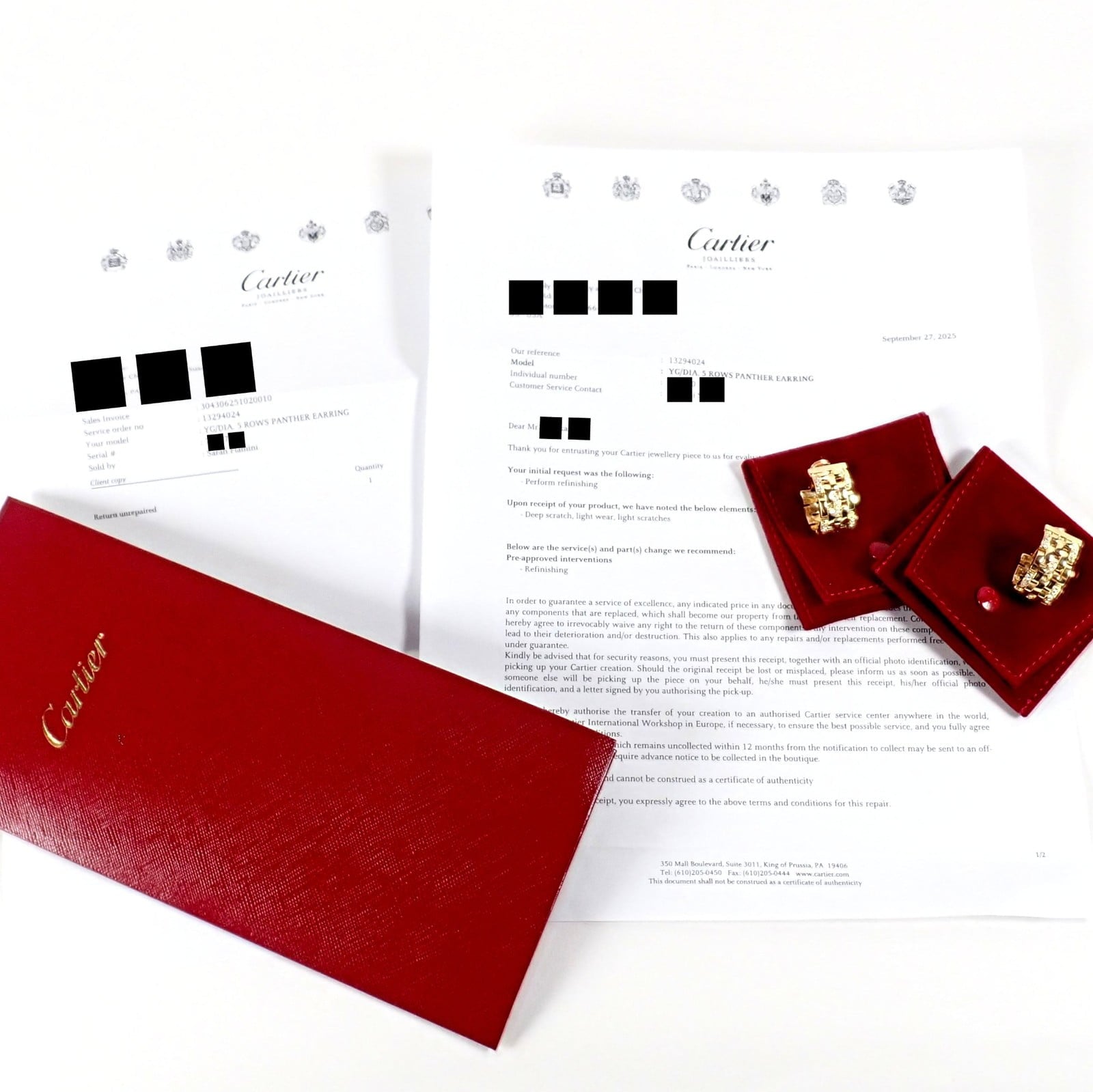 Authentic Cartier Maillon Panthere 18K Gold Diamond Five Row Link Gold Earrings | Fortrove