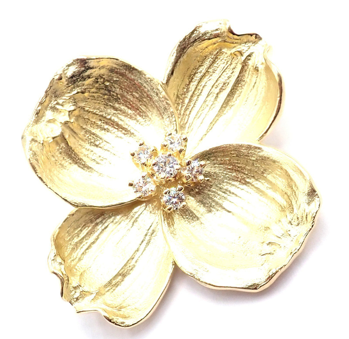 Tiffany & Co. Jewelry & Watches:Fine Jewelry:Brooches & Pins Authentic! Tiffany & Co Dogwood 18k Yellow Gold Diamond Pin Brooch Pendant