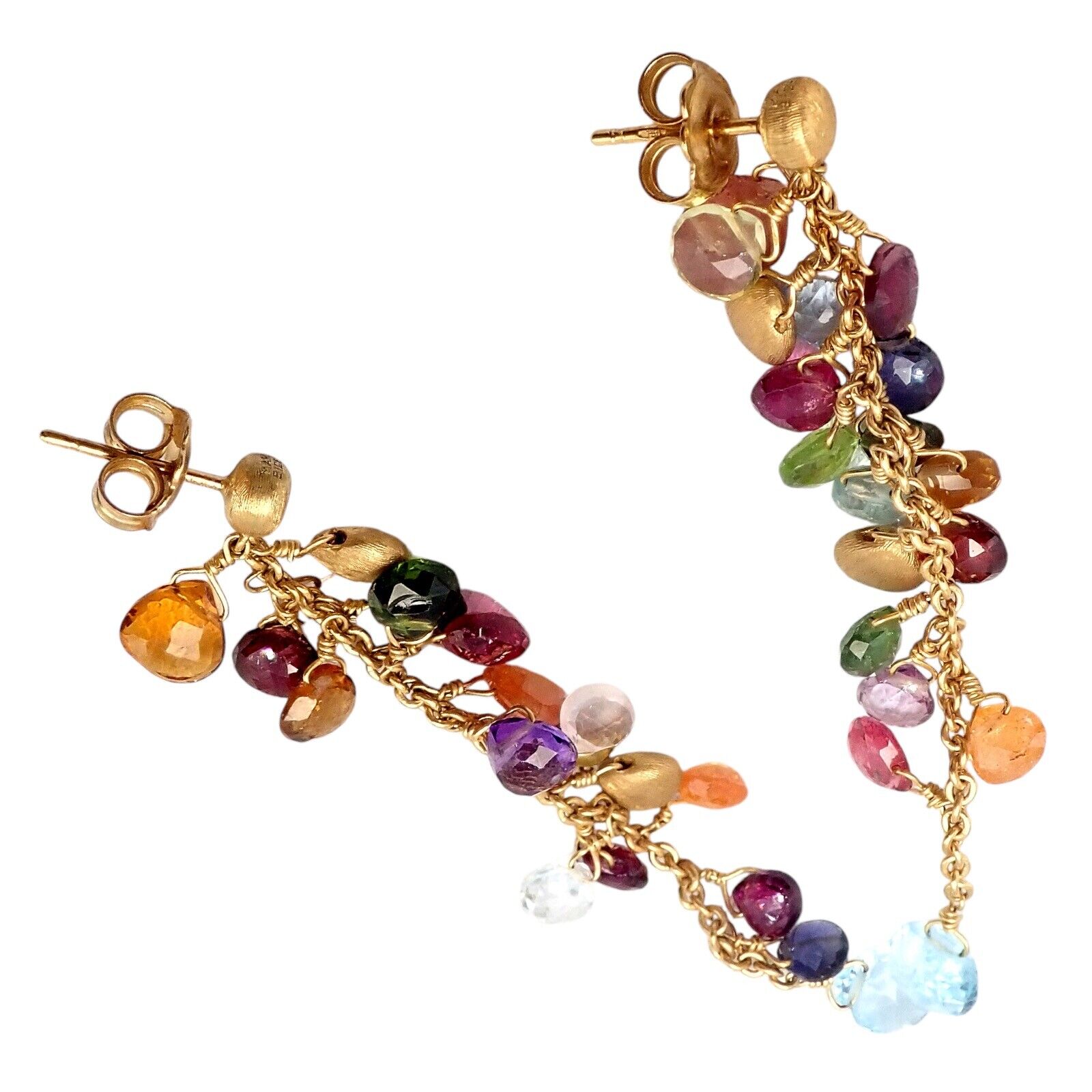 Marco Bicego Jewelry & Watches:Fine Jewelry:Earrings Authentic! Marco Bicego 18k Yellow Gold Paradise Multicolor Gems Earrings