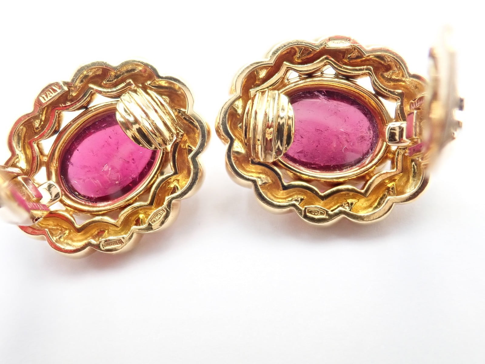 Authentic! Vintage Tiffany & Co 18k Yellow Gold Large Pink Tourmaline Earrings | Fortrove