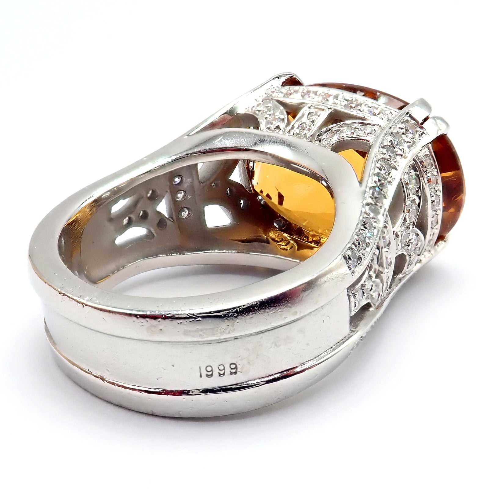 Kieselstein Cord Platinum 2.5ct Diamond Golden Citrine Cockatil Ring 1999 sz 6.5 | Fortrove