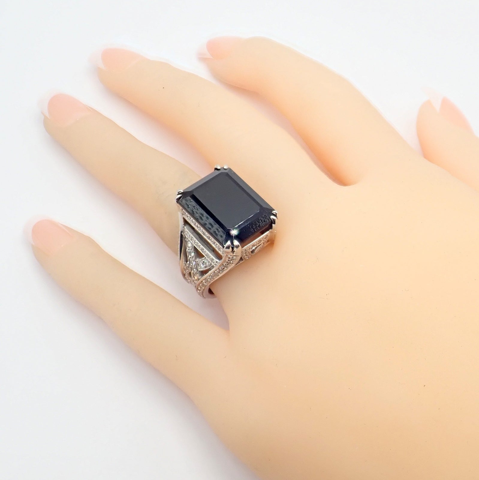 Kieselstein Cord Jewelry & Watches:Fine Jewelry:Rings Kieselstein Cord Platinum 3ctw Diamond Black Spinel Cockatil Ring 1998 sz 5.5