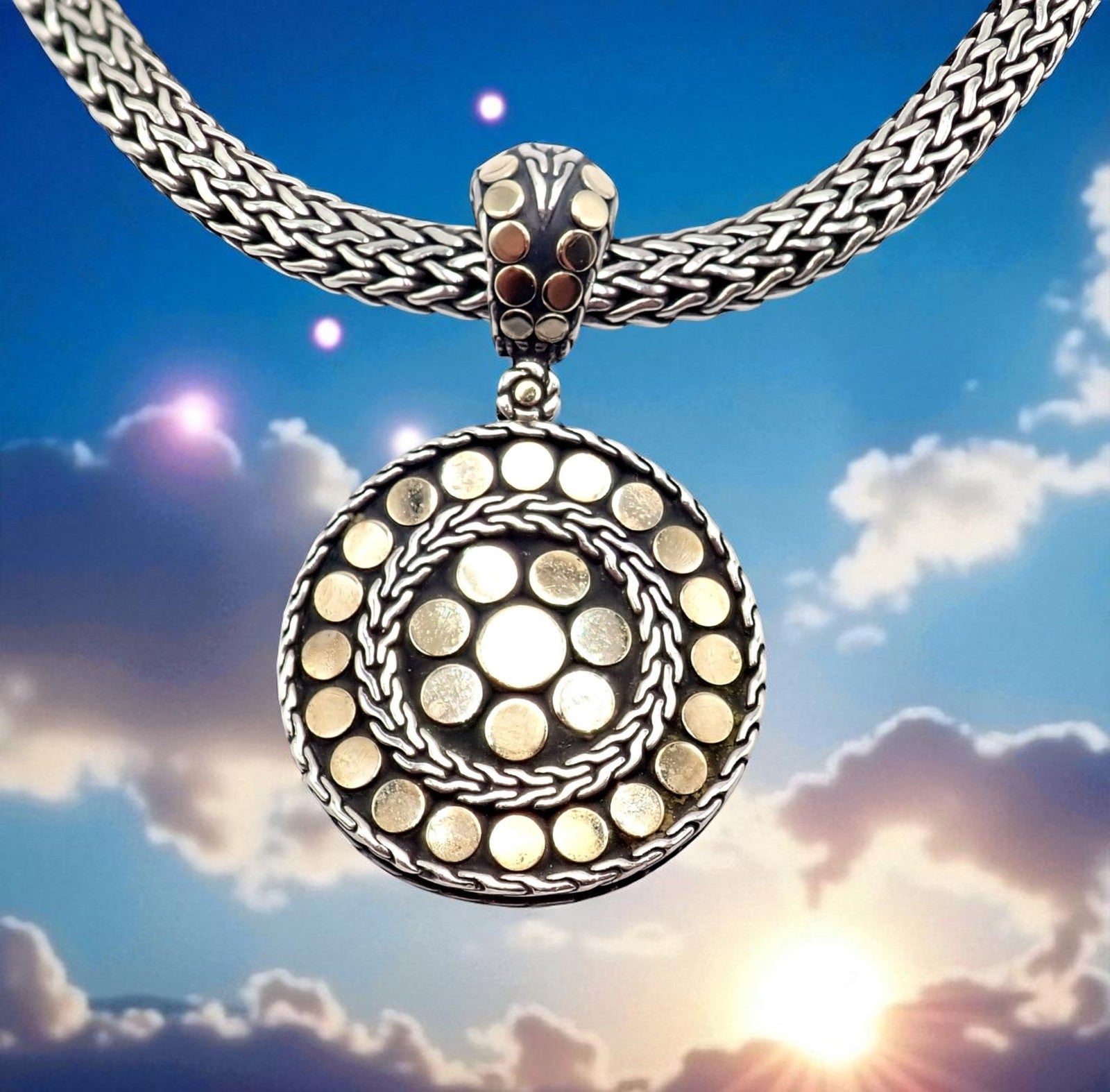 John Hardy Jewelry & Watches:Fine Jewelry:Necklaces & Pendants Authentic! John Hardy JH 18k Yellow Gold Silver Dot Pendant And Necklace