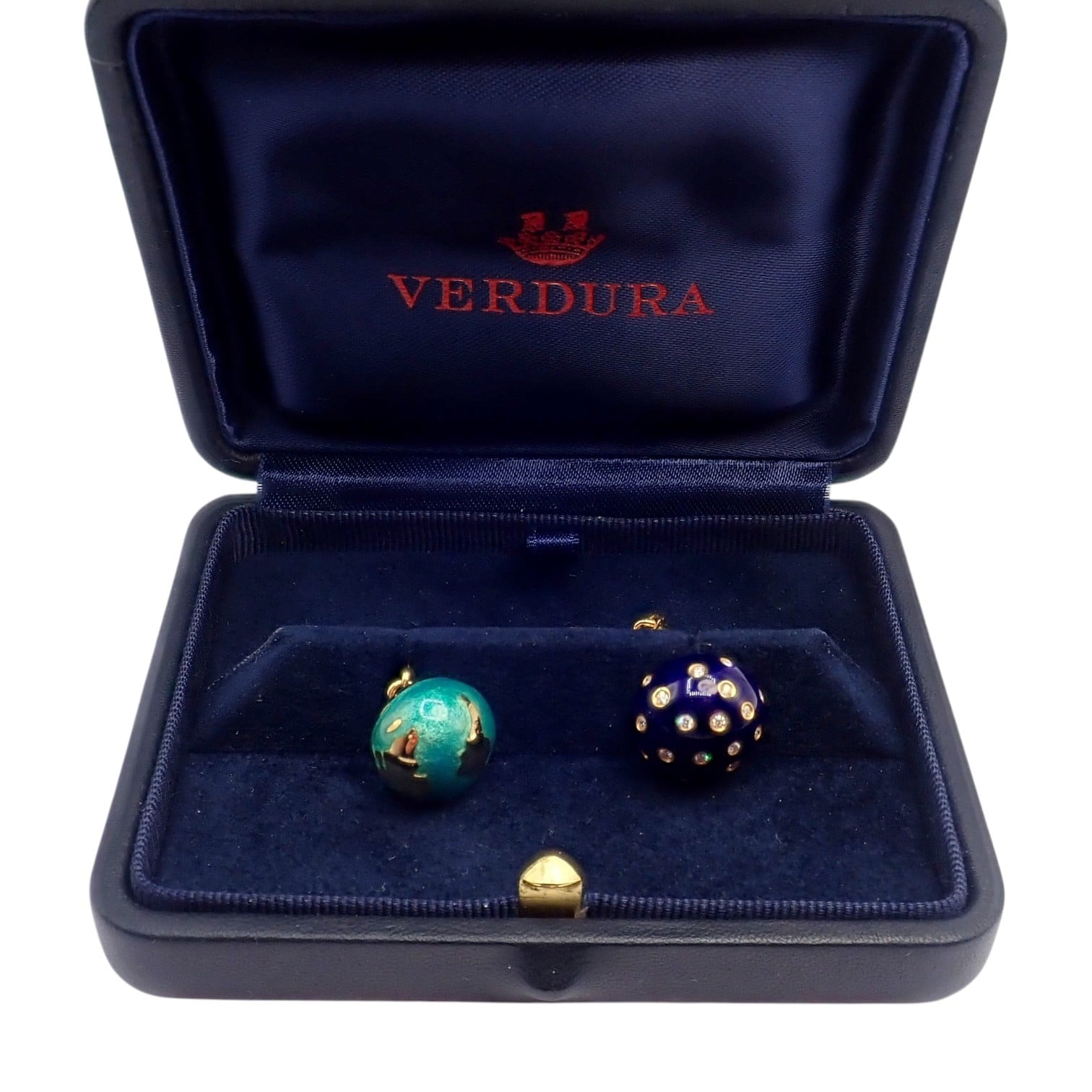 Authentic! Verdura 18k Yellow Gold Enamel Diamond Night And Day Cufflinks | Fortrove