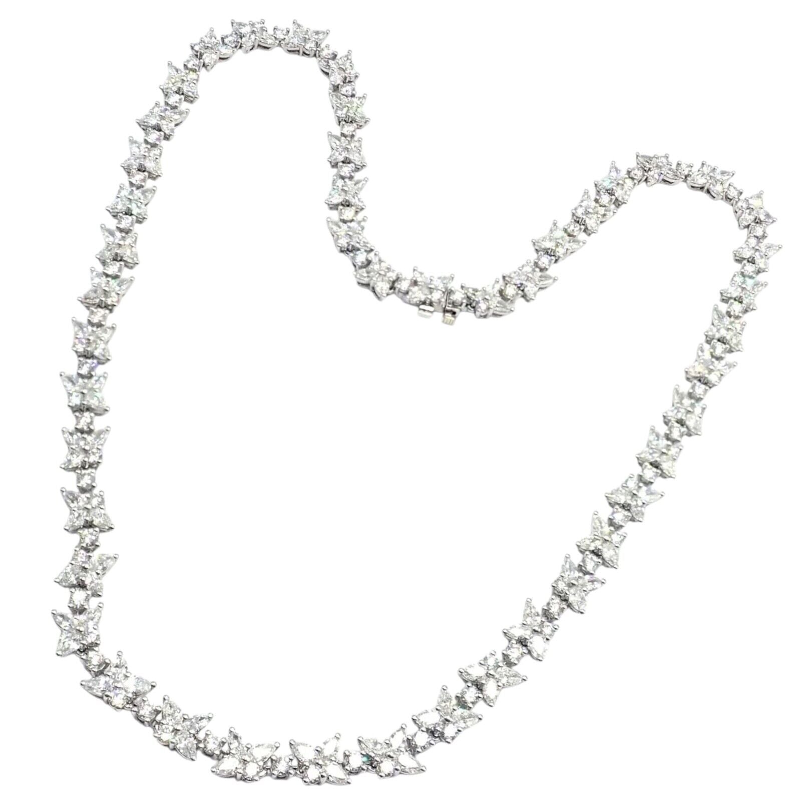 Authentic! Tiffany & Co Victoria Platinum 15.83ct Diamond Mixed Cluster Necklace | Fortrove