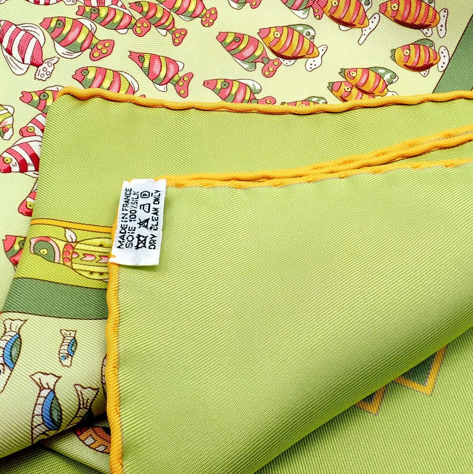 Hermes Clothing, Shoes & Accessories:Women:Women's Accessories:Scarves & Wraps Authentic RARE! Hermes Key Lime Green Rencontre Oceane Vintage 90cm Silk Scarf