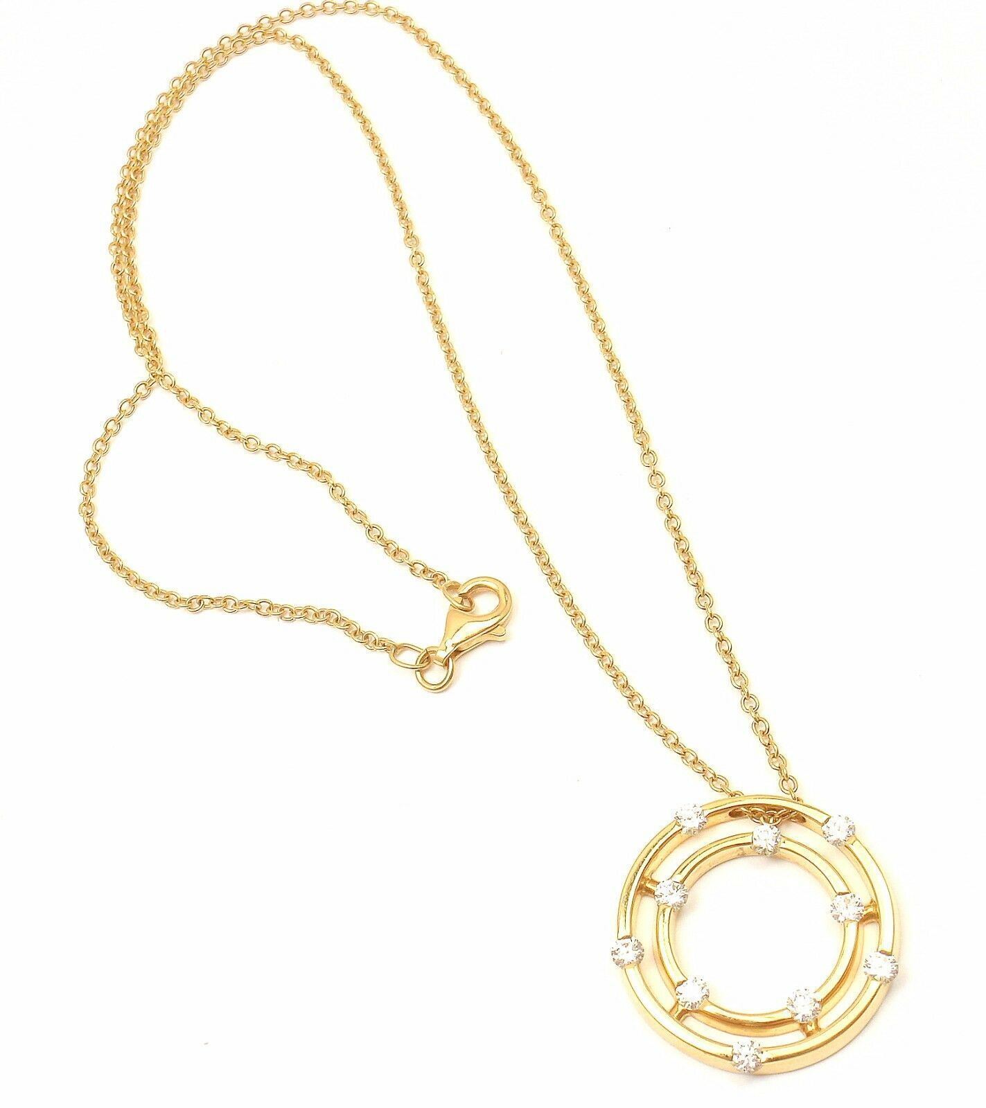 Roberto Coin Jewelry & Watches:Fine Jewelry:Necklaces & Pendants Authentic! Roberto Coin 18k Yellow Gold Double Hoop Diamond Pendant Necklace