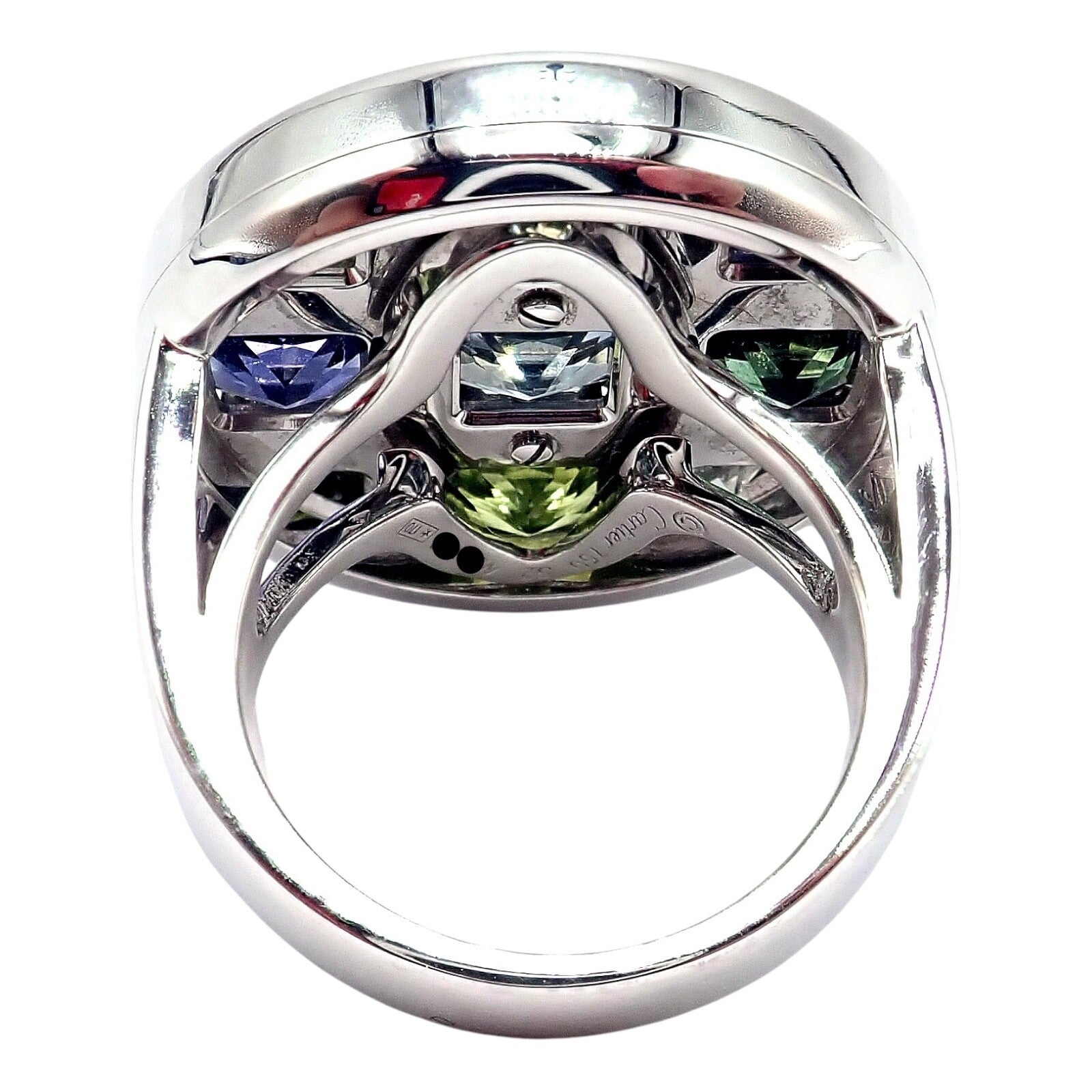 Cartier Pasha 18k White Gold Diamond Color Stone Ring Box + Papers sz 6 52 | Fortrove