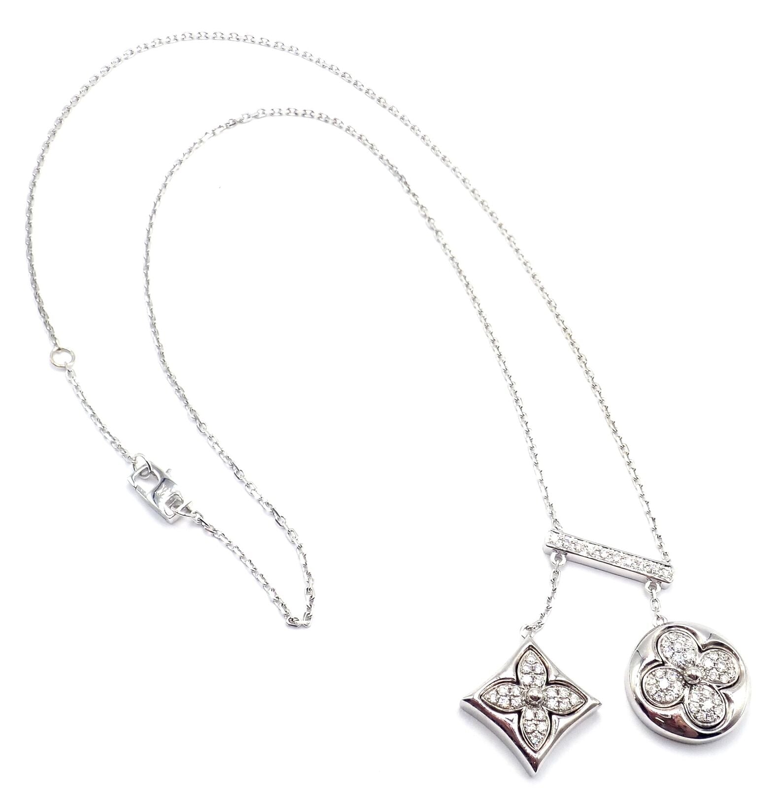 Louis Vuitton Jewelry & Watches:Fine Jewelry:Necklaces & Pendants Authentic! Louis Vuitton Blossom 18k White Gold Diamond Link Pendant Necklace